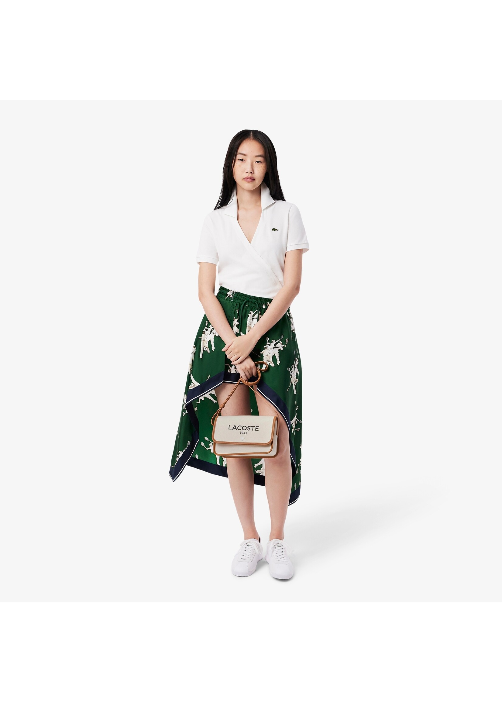 LACOSTE Sac à bandoulière en coton à rabat en toile Heritage-Naturel