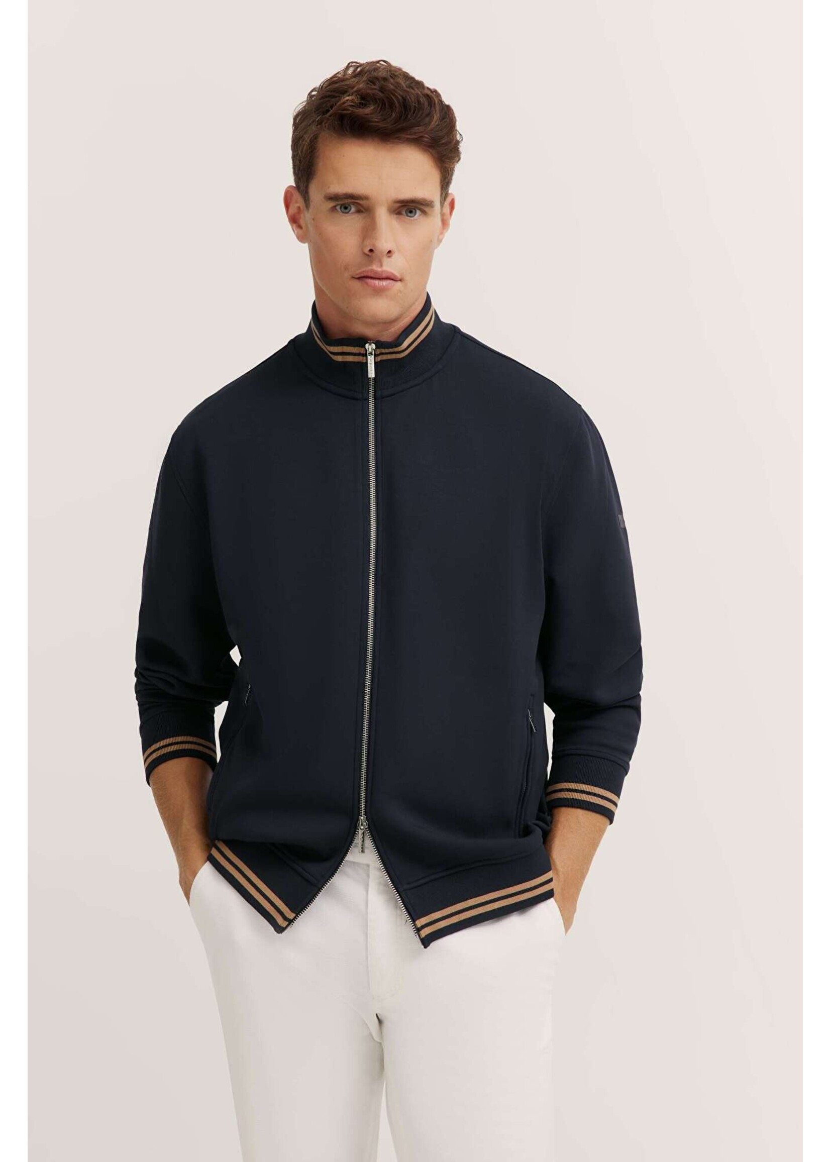 BUGATTI Veste en tricot avec fermeture éclair complète - 2 couleurs disponibles