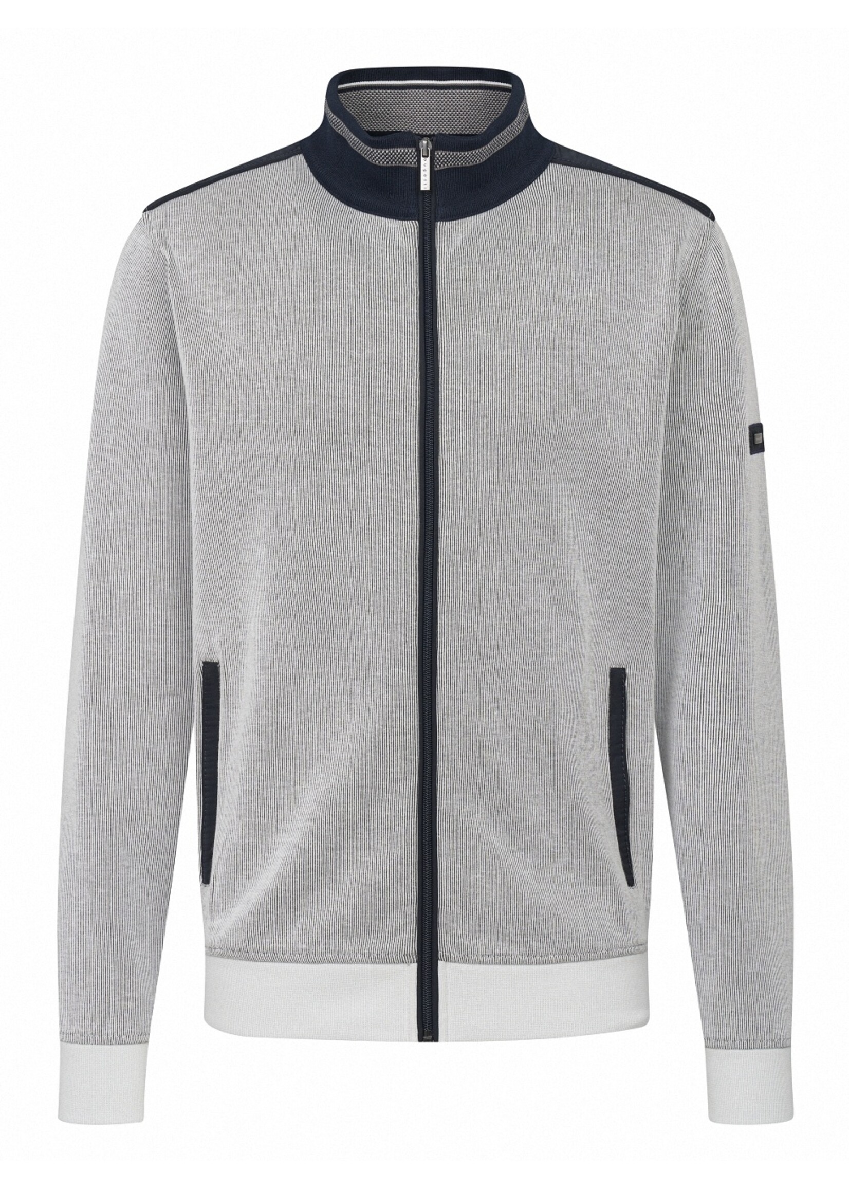 BUGATTI Chandail ML en tricot de coton avec fermeture éclair complète - 2 couleurs disponibles
