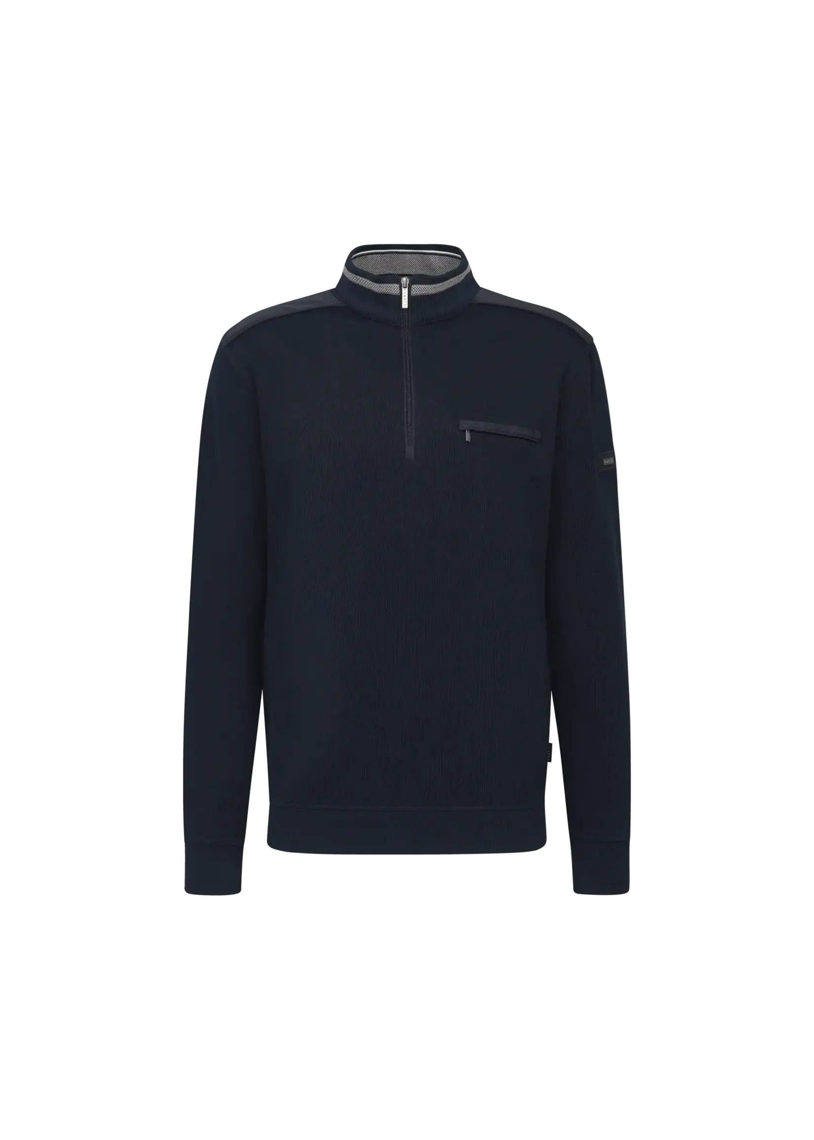 BUGATTI Chandail ML en tricot avec poche et fermeture éclair 1/4 - 2 couleurs disponibles