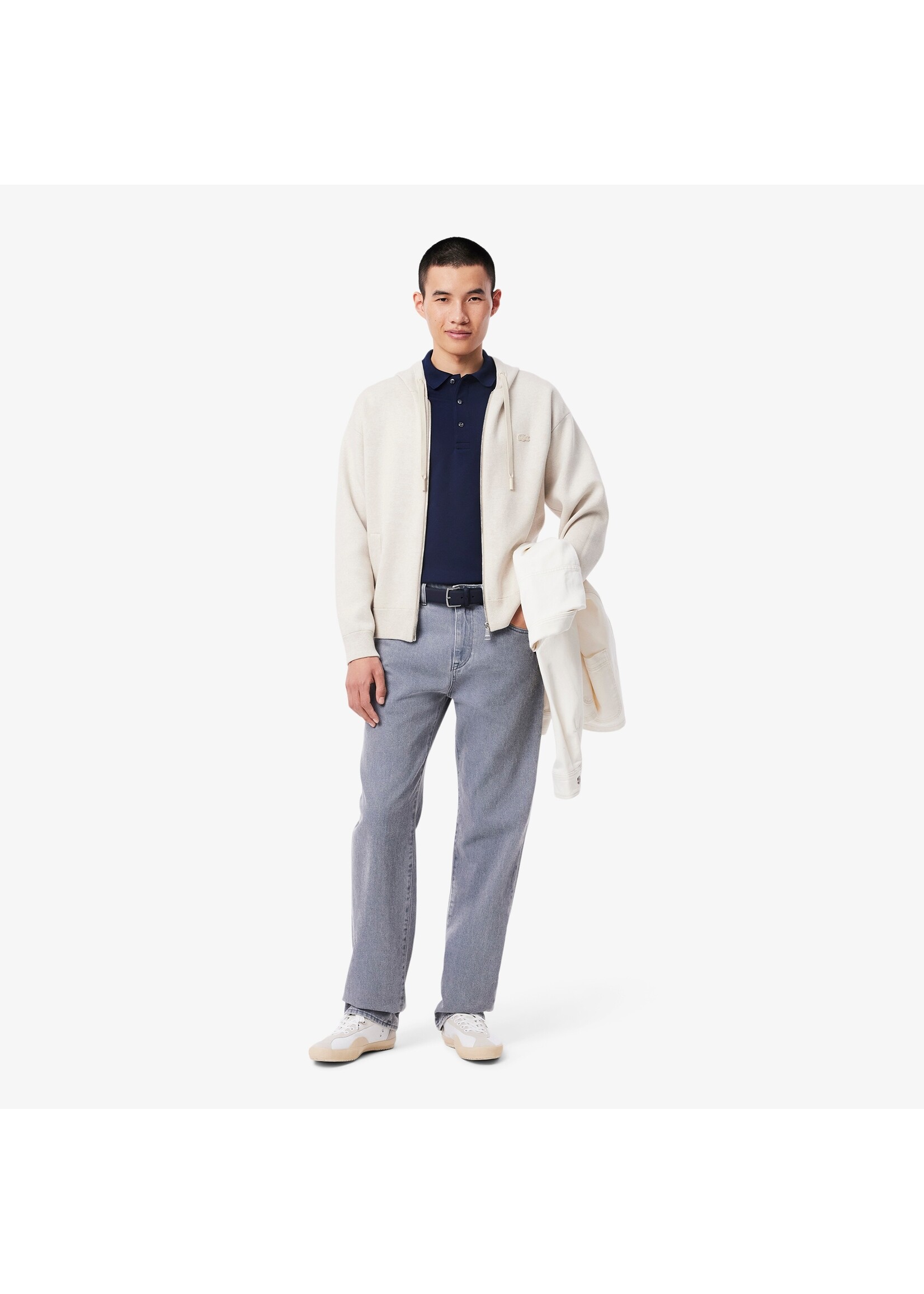 LACOSTE Ceinture en toile enduite avec effet petit piqué pour homme - 2 couleurs disponibles