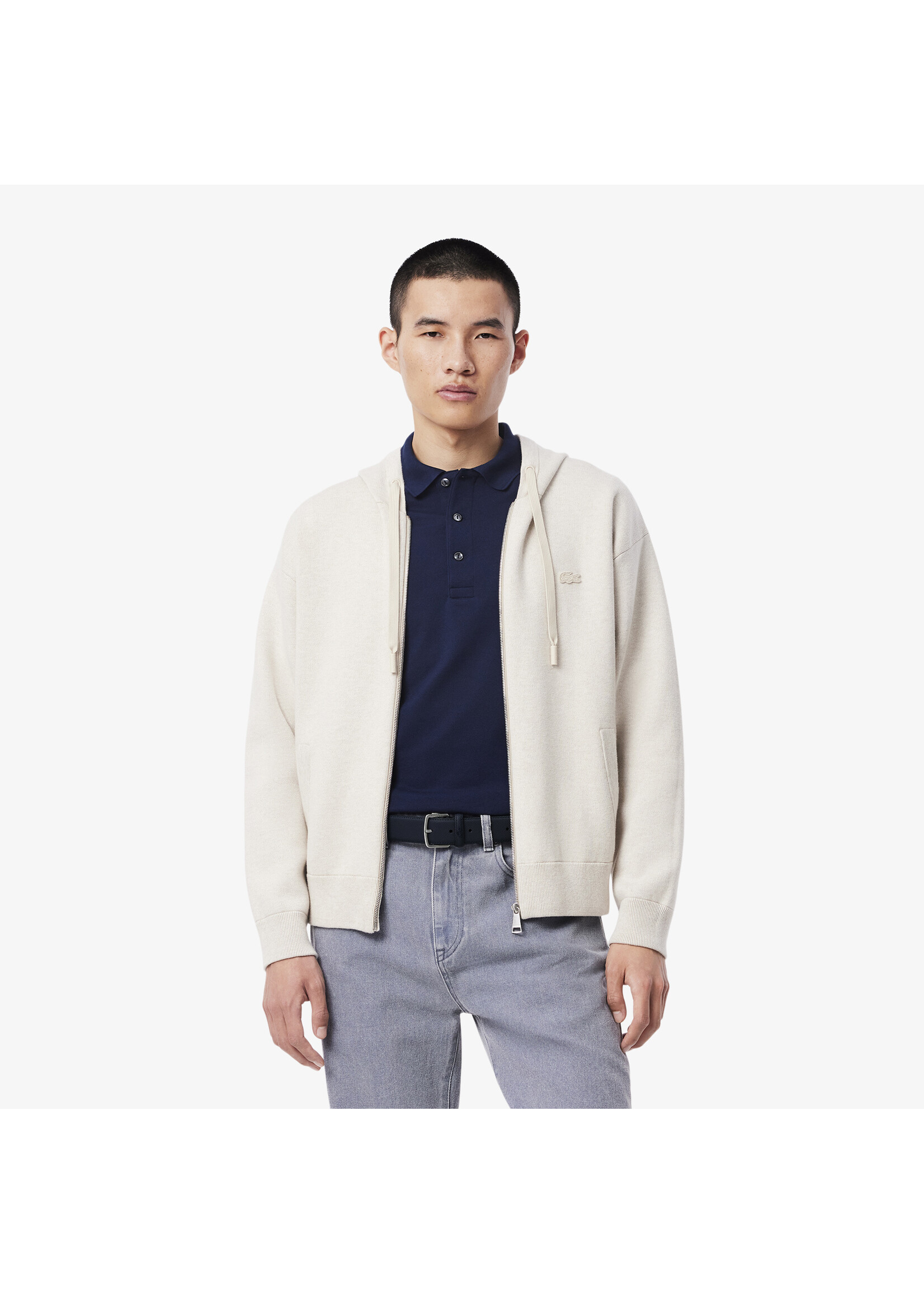 LACOSTE Ceinture en toile enduite avec effet petit piqué pour homme - 2 couleurs disponibles