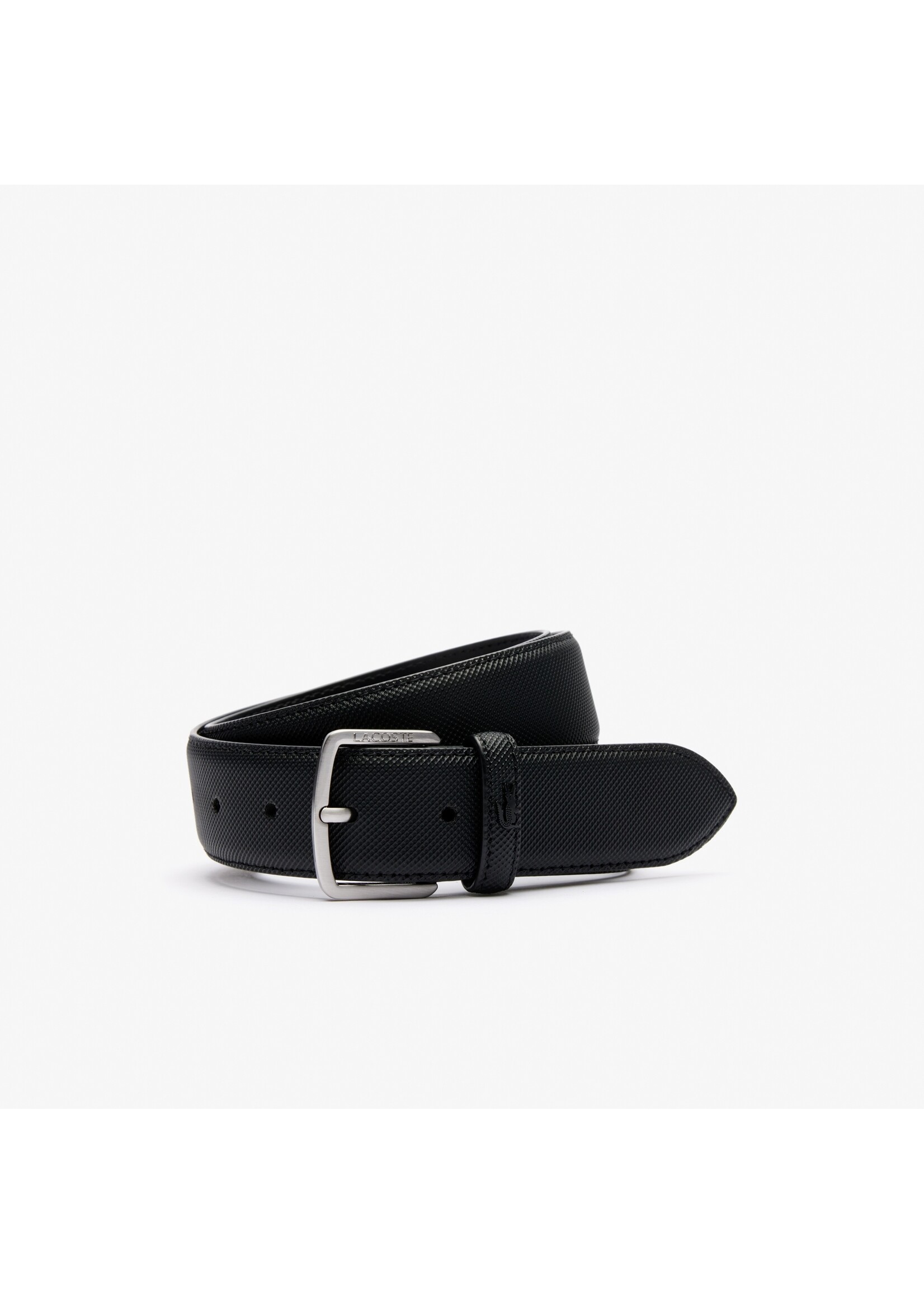 LACOSTE Ceinture en toile enduite avec effet petit piqué pour homme - 2 couleurs disponibles