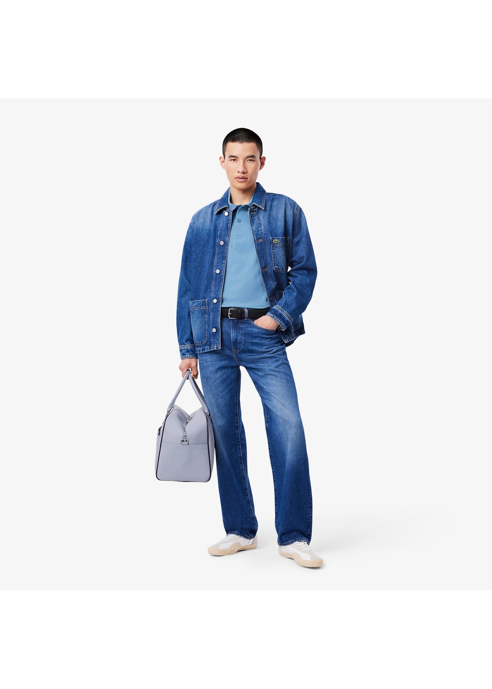 LACOSTE Ceinture en toile enduite avec effet petit piqué pour homme - 2 couleurs disponibles