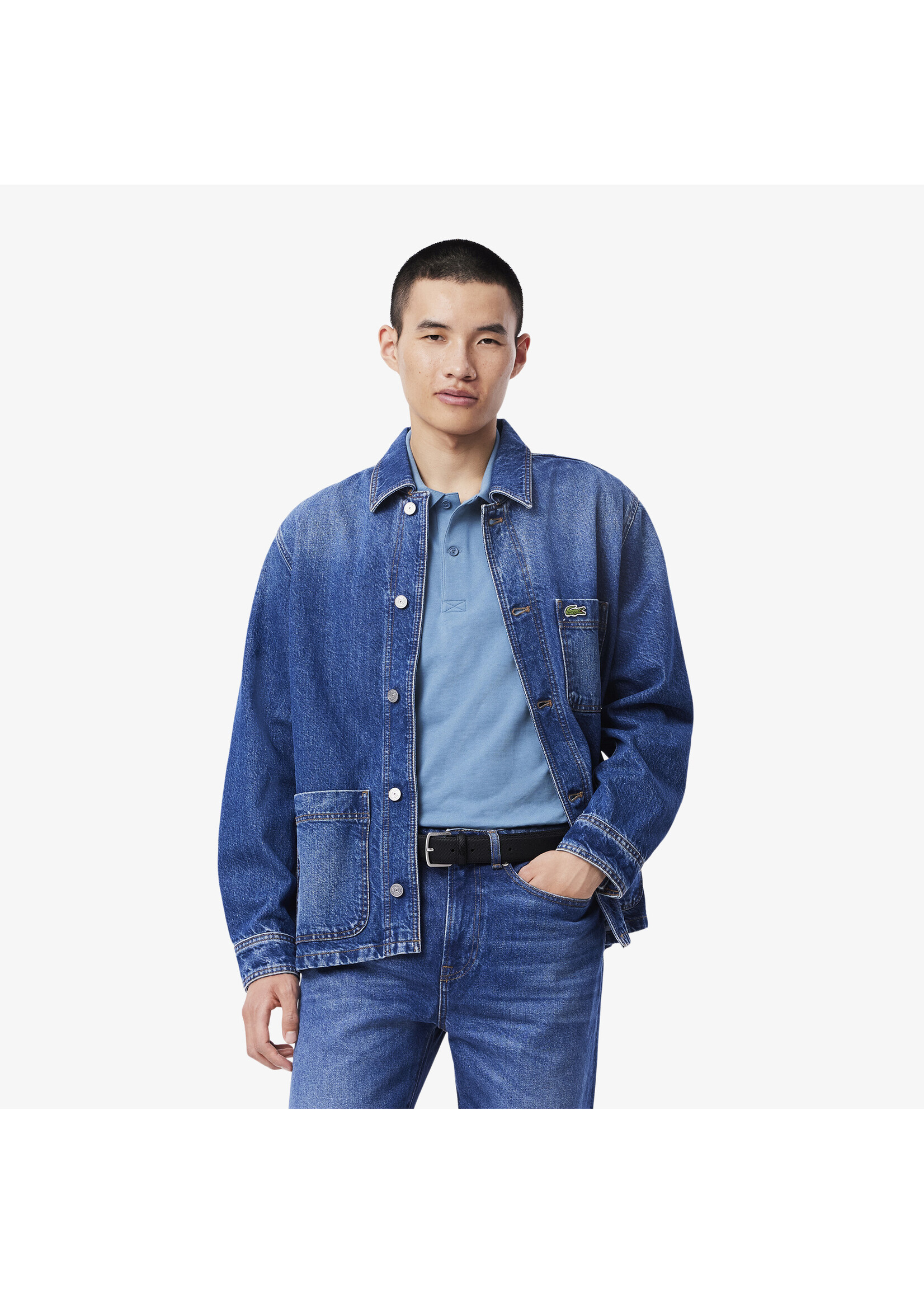 LACOSTE Ceinture en toile enduite avec effet petit piqué pour homme - 2 couleurs disponibles