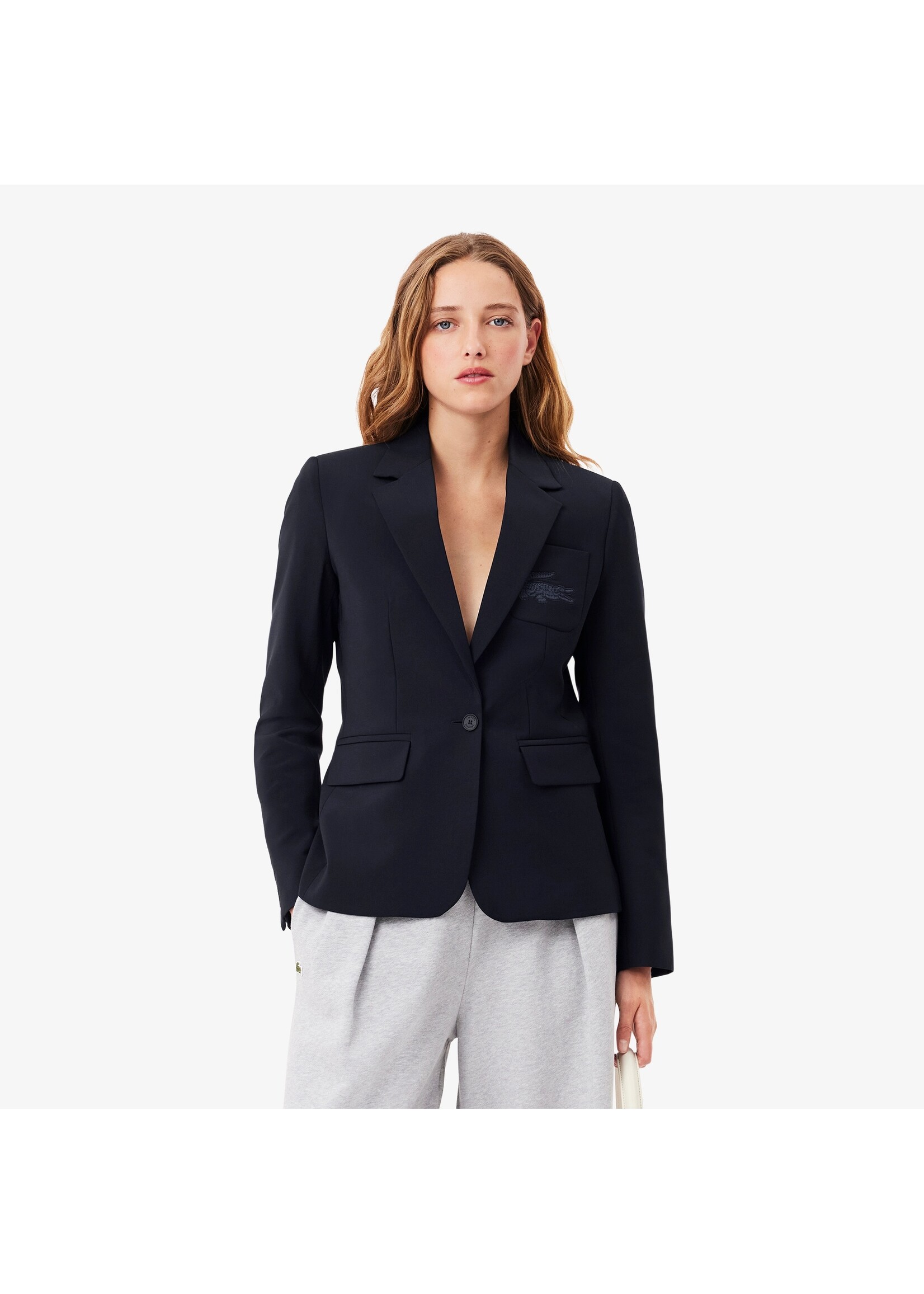 LACOSTE Veston en laine coupe ajustée pour femme-Marine