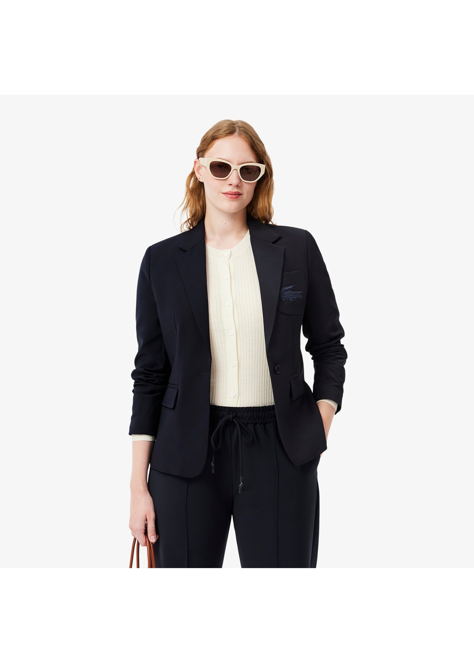 LACOSTE Veston en laine coupe ajustée pour femme-Marine