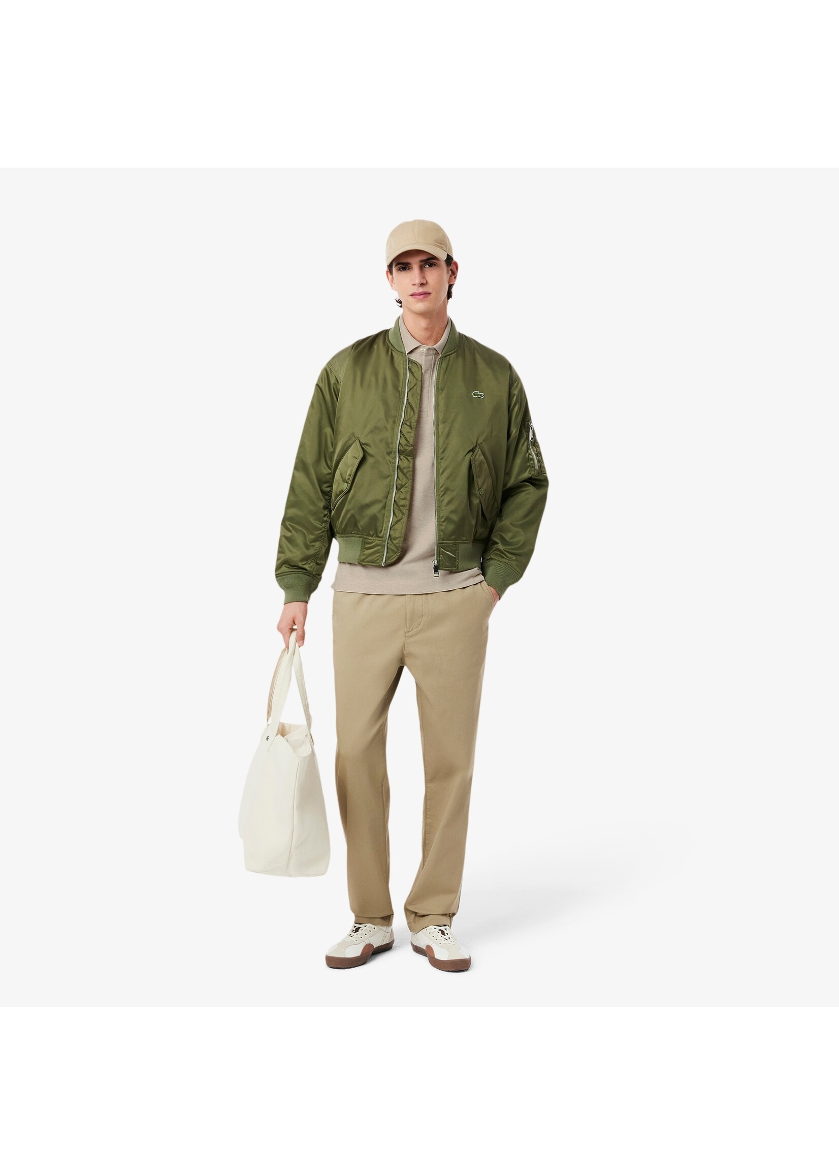 LACOSTE Polo Smart Paris en piqué de coton stretch pour homme-Beige Clair Chiné