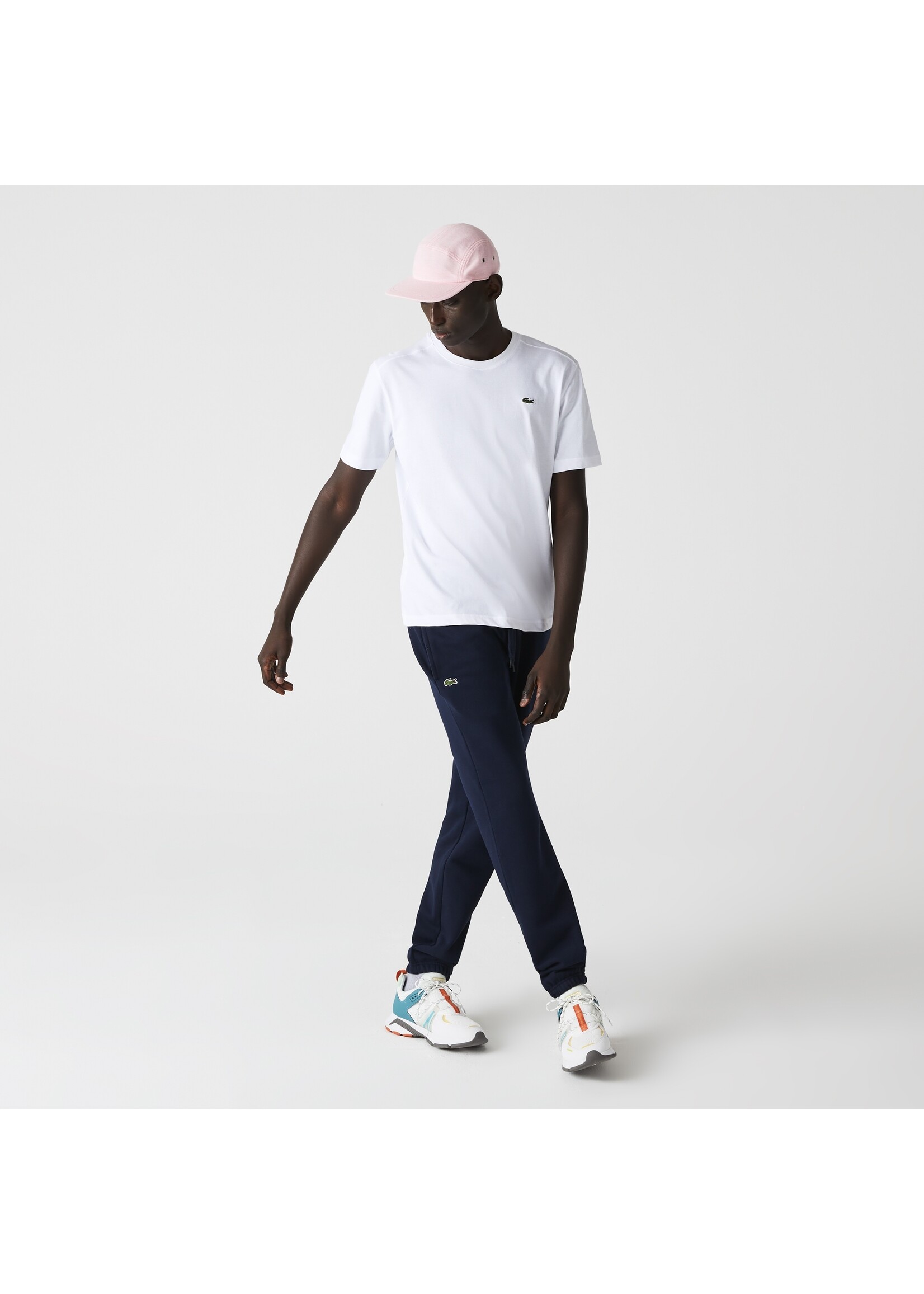 LACOSTE T-shirt à col rond Lacoste SPORT en coton mélangé respirant pour homme-Blanc