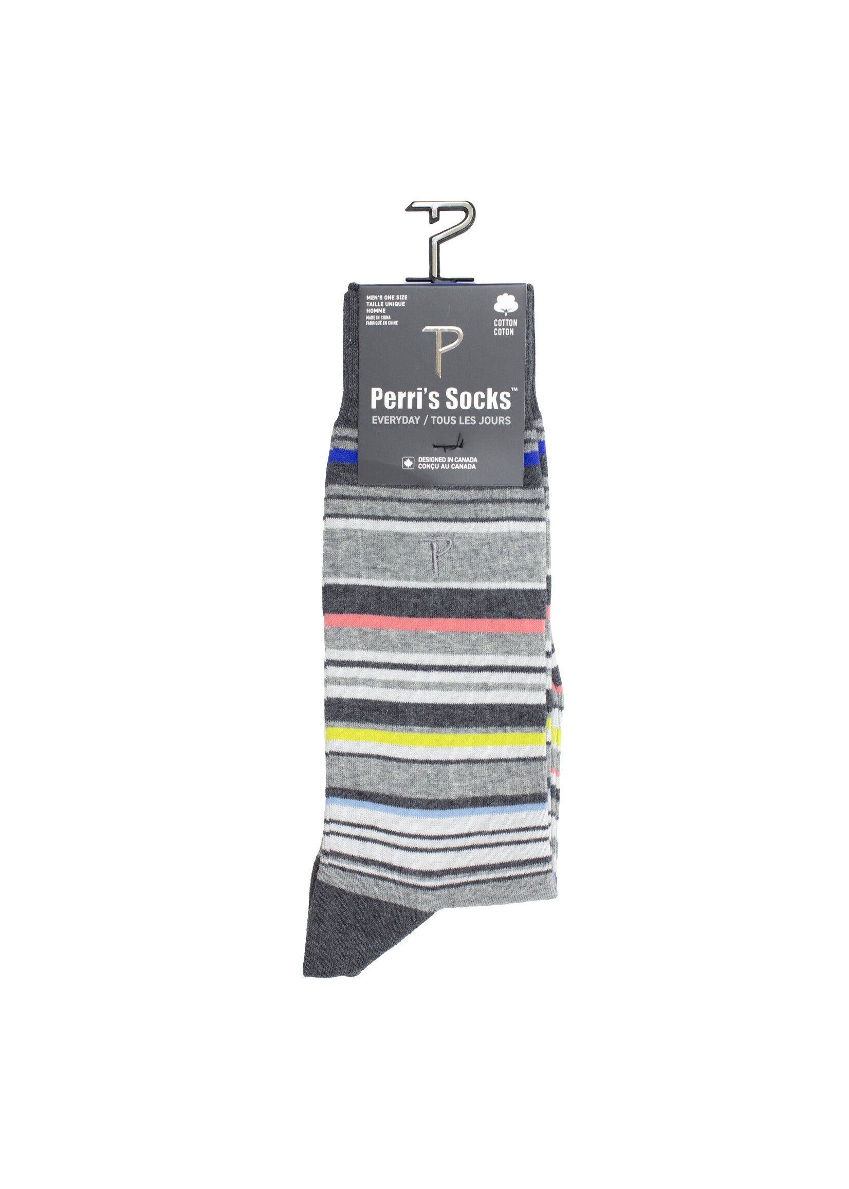 PERRI'S SOCKS Bas de tous les jours rayés en coton pour homme - 4 couleurs disponibles