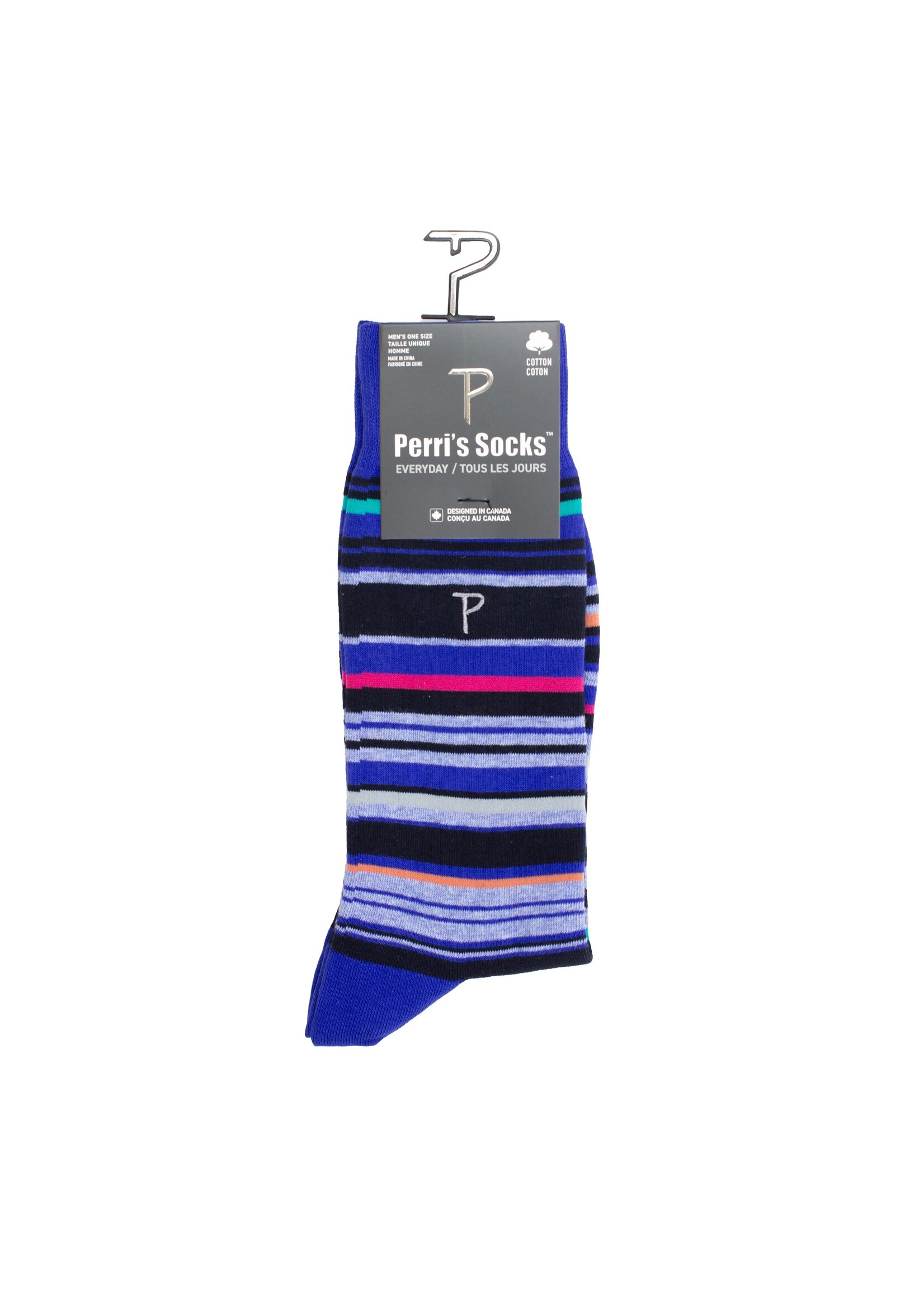PERRI'S SOCKS Bas de tous les jours rayés en coton pour homme - 4 couleurs disponibles