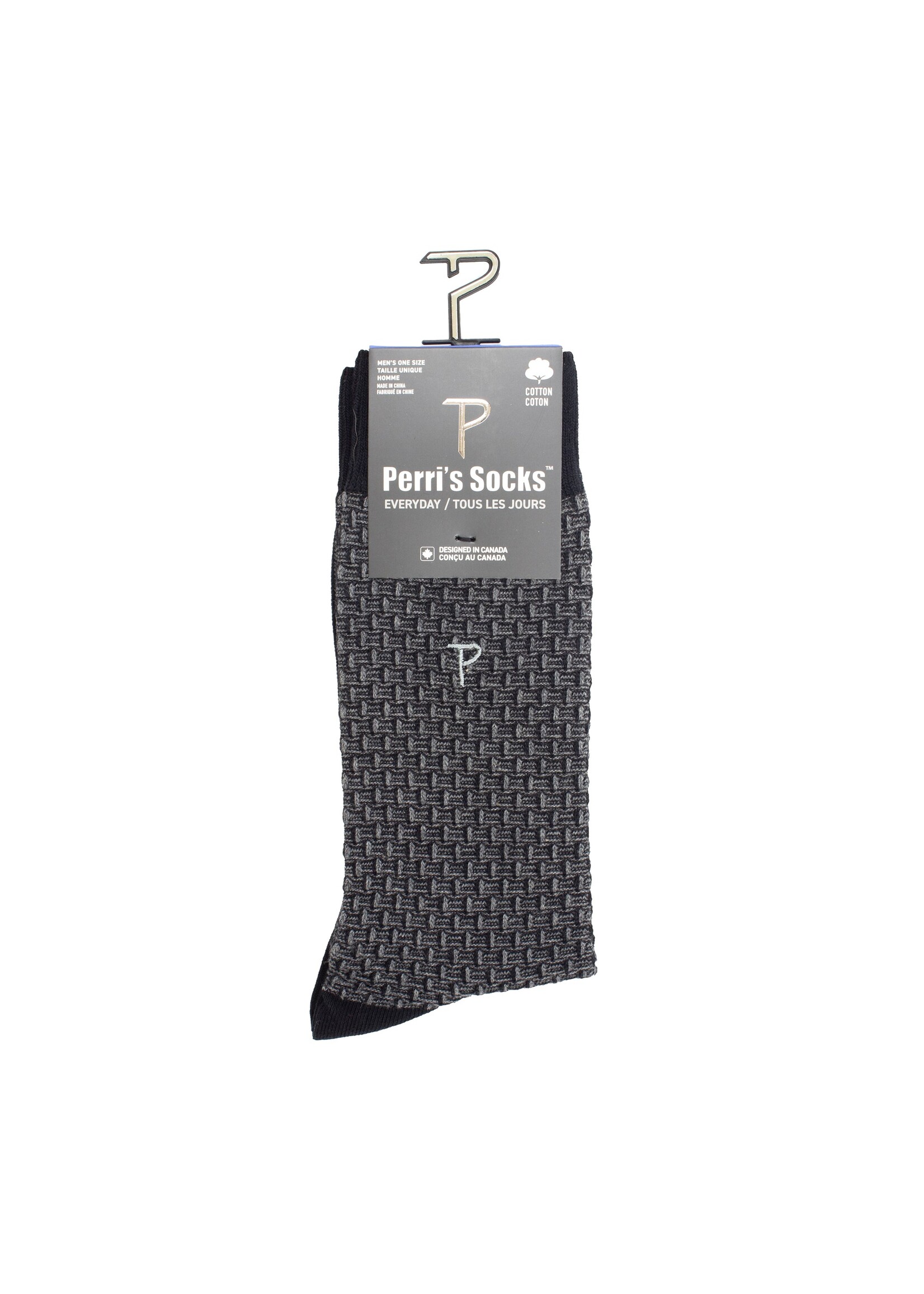 PERRI'S SOCKS Bas de tous les jours en coton texturé pour homme - 3 couleurs disponibles