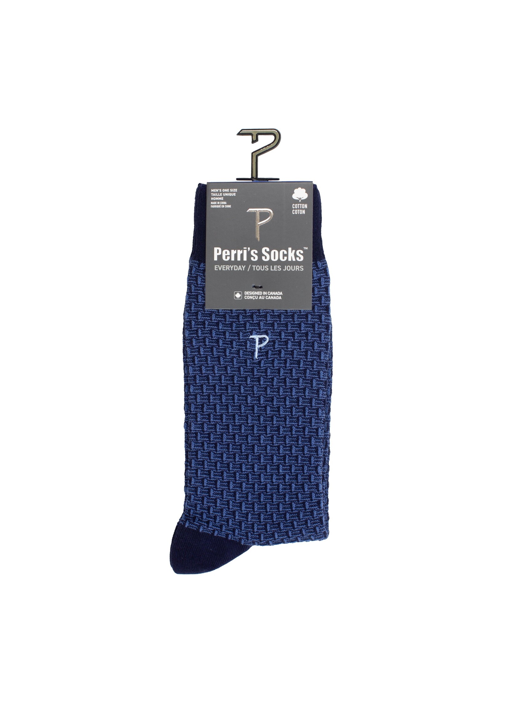 PERRI'S SOCKS EVERYDAY MEN'S DOGBONE TEXTURE CREW, 1PAIR