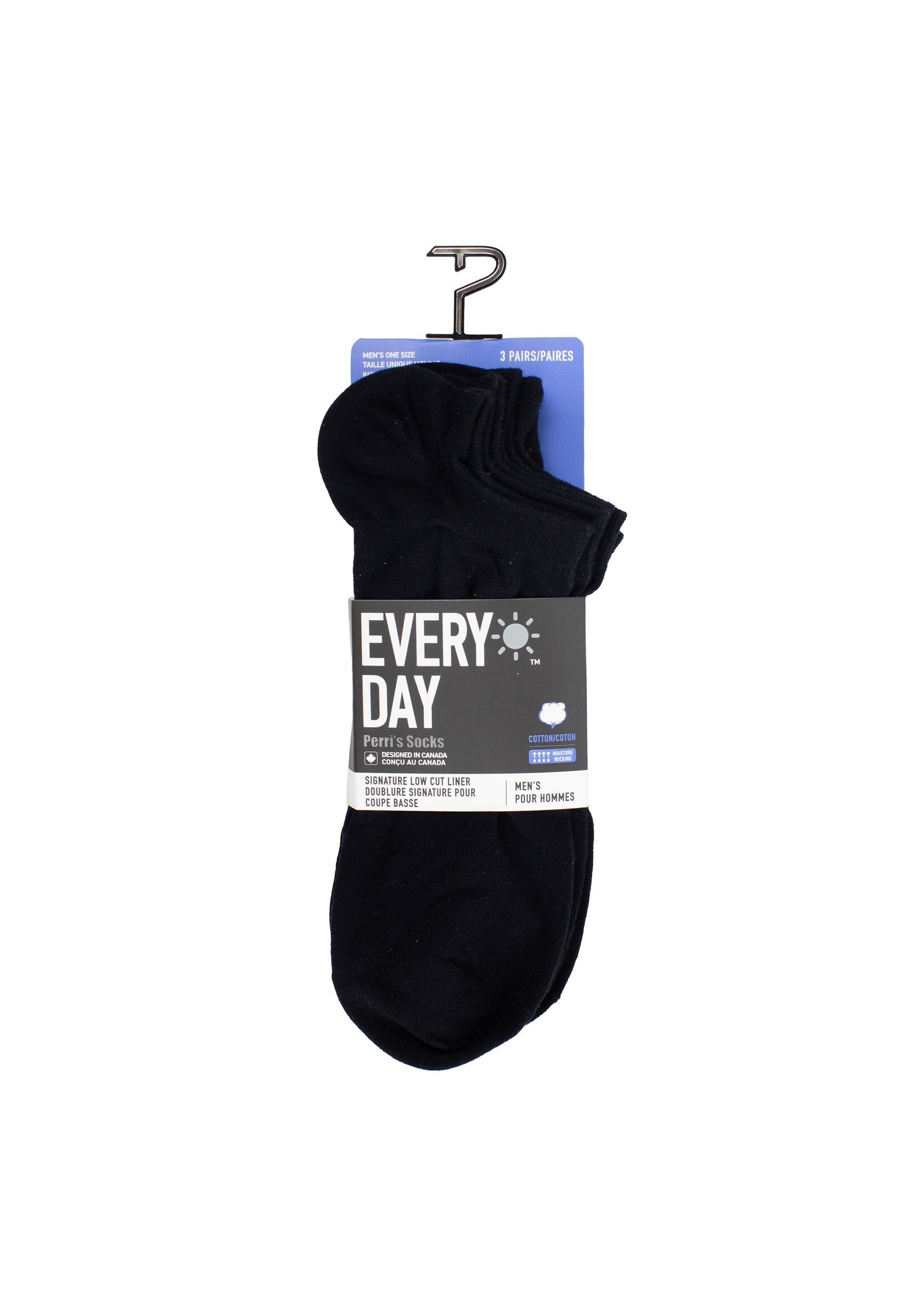 PERRI'S SOCKS EVERYDAY MEN'S COTTON LINERS, 3 PAIR