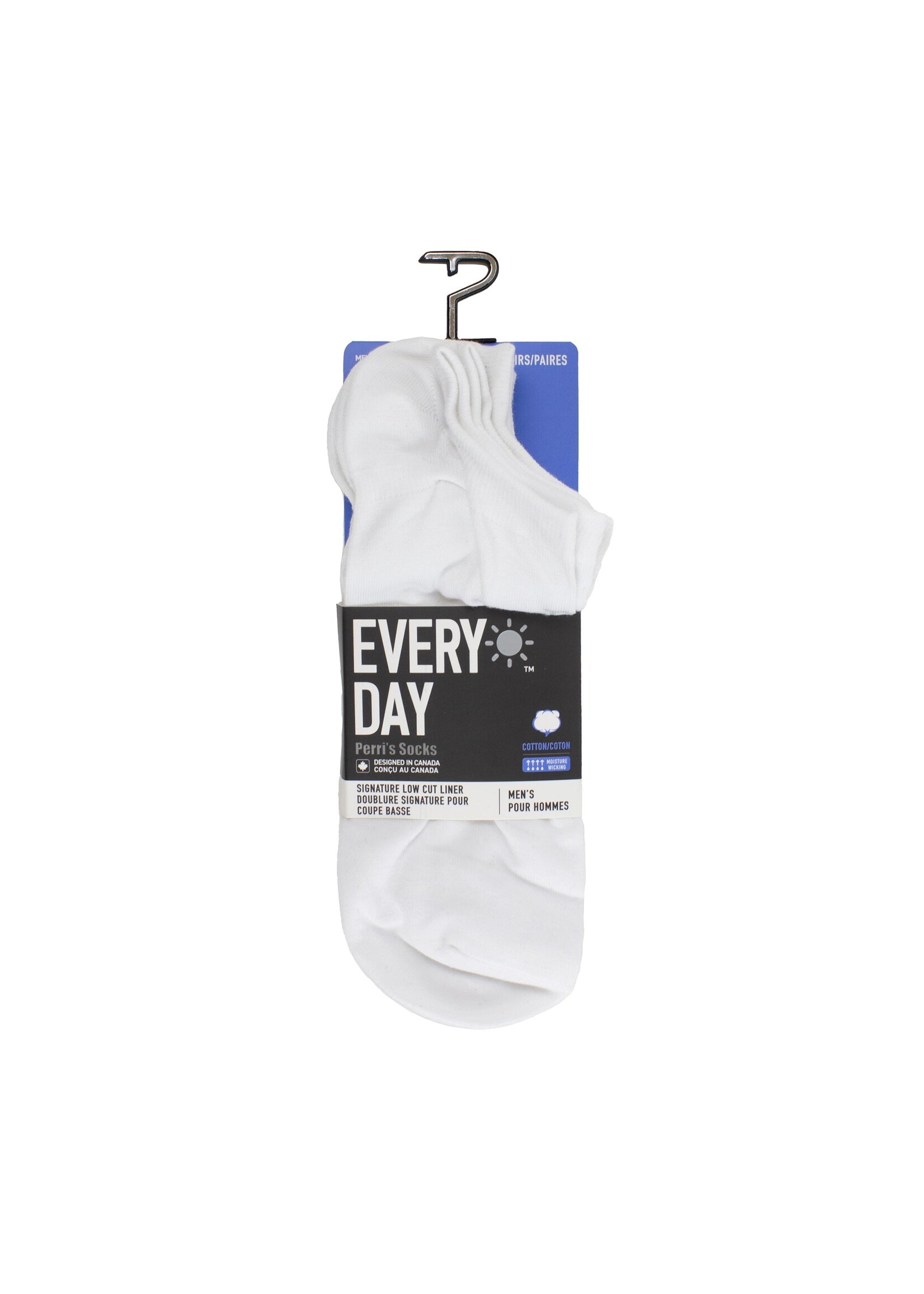 PERRI'S SOCKS EVERYDAY MEN'S COTTON LINERS, 3 PAIR