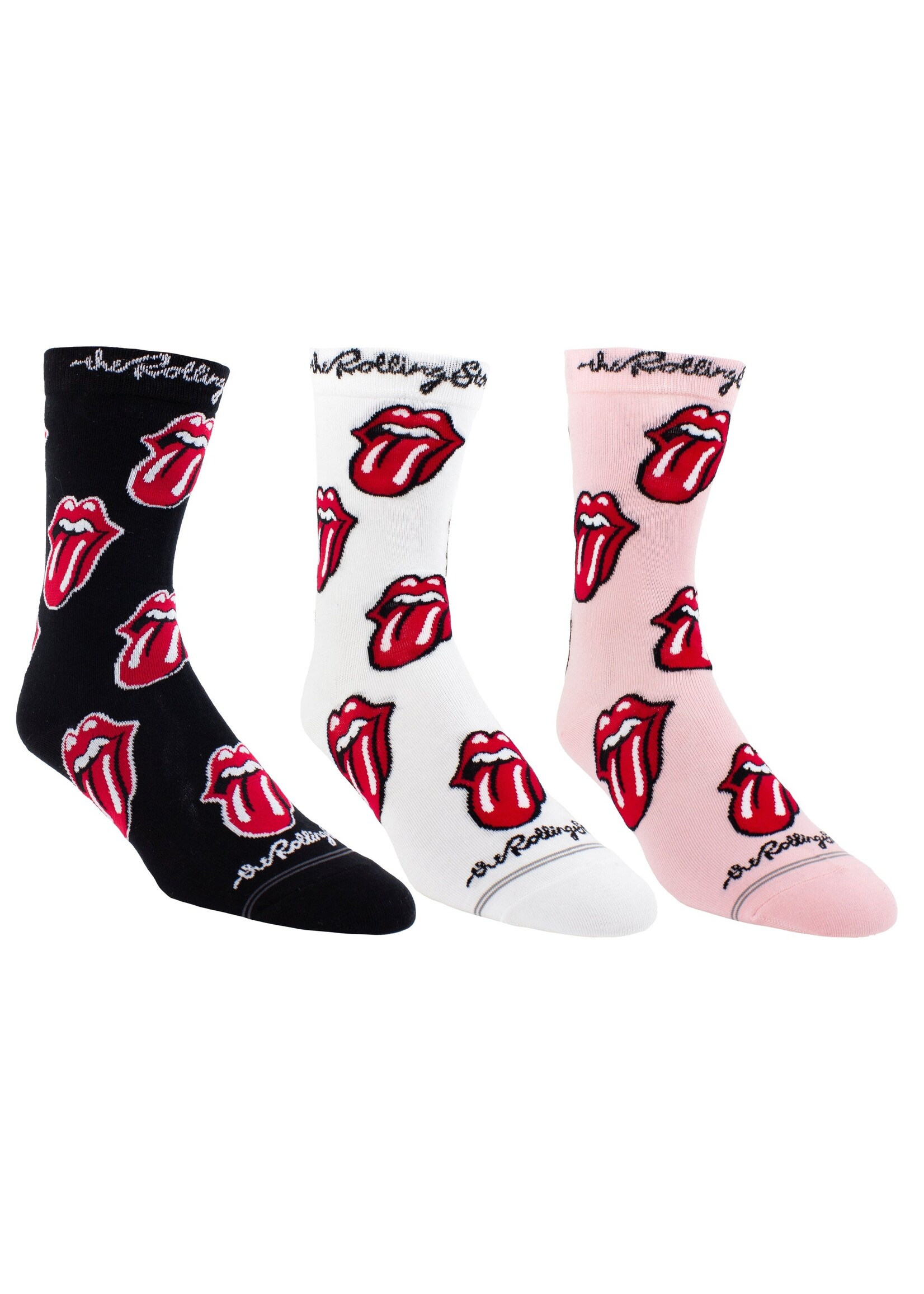 PERRI'S SOCKS THE ROLLING STONES WOMEN'S ASSORTED CREW, 3 PAIR