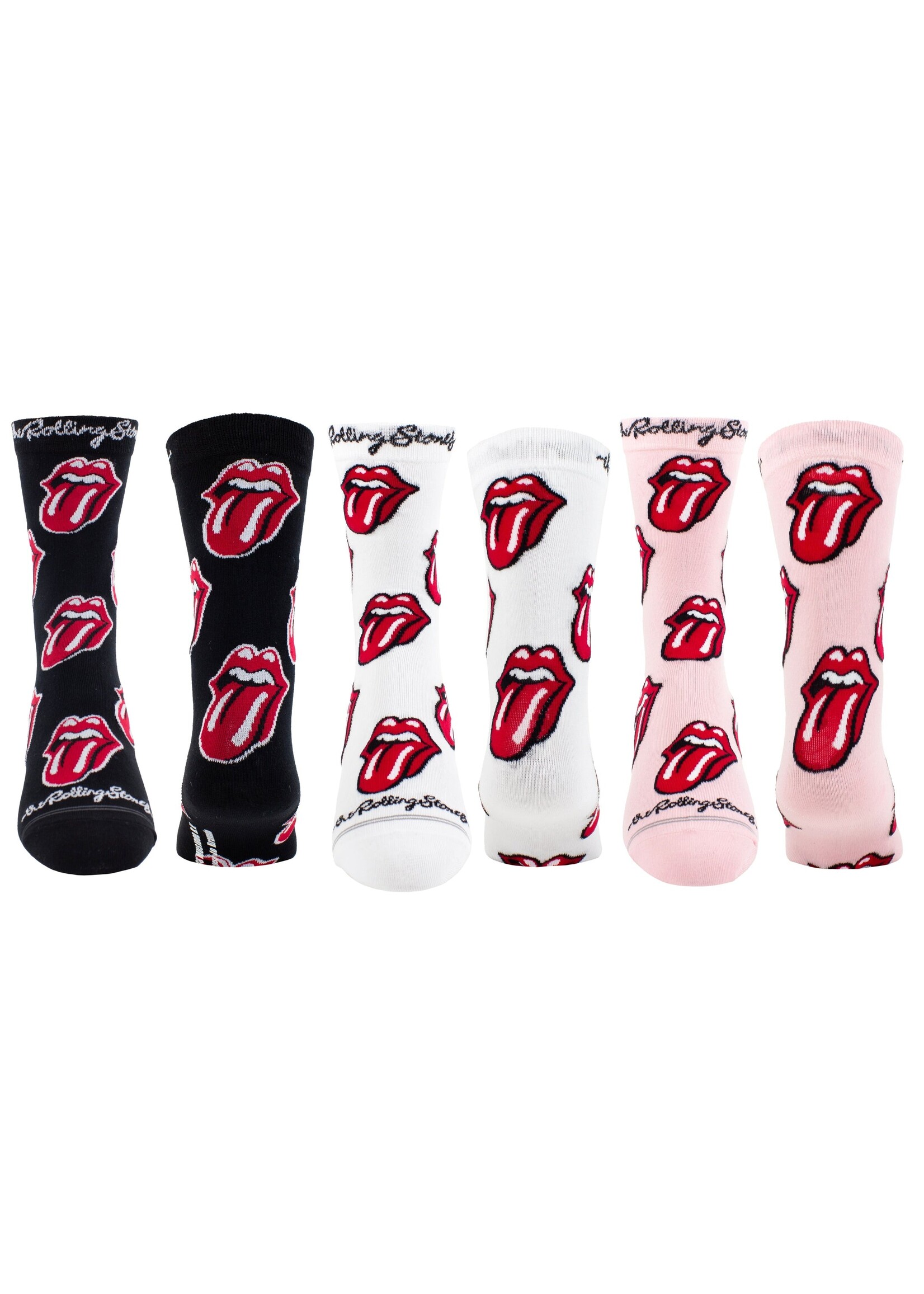 PERRI'S SOCKS THE ROLLING STONES WOMEN'S ASSORTED CREW, 3 PAIR