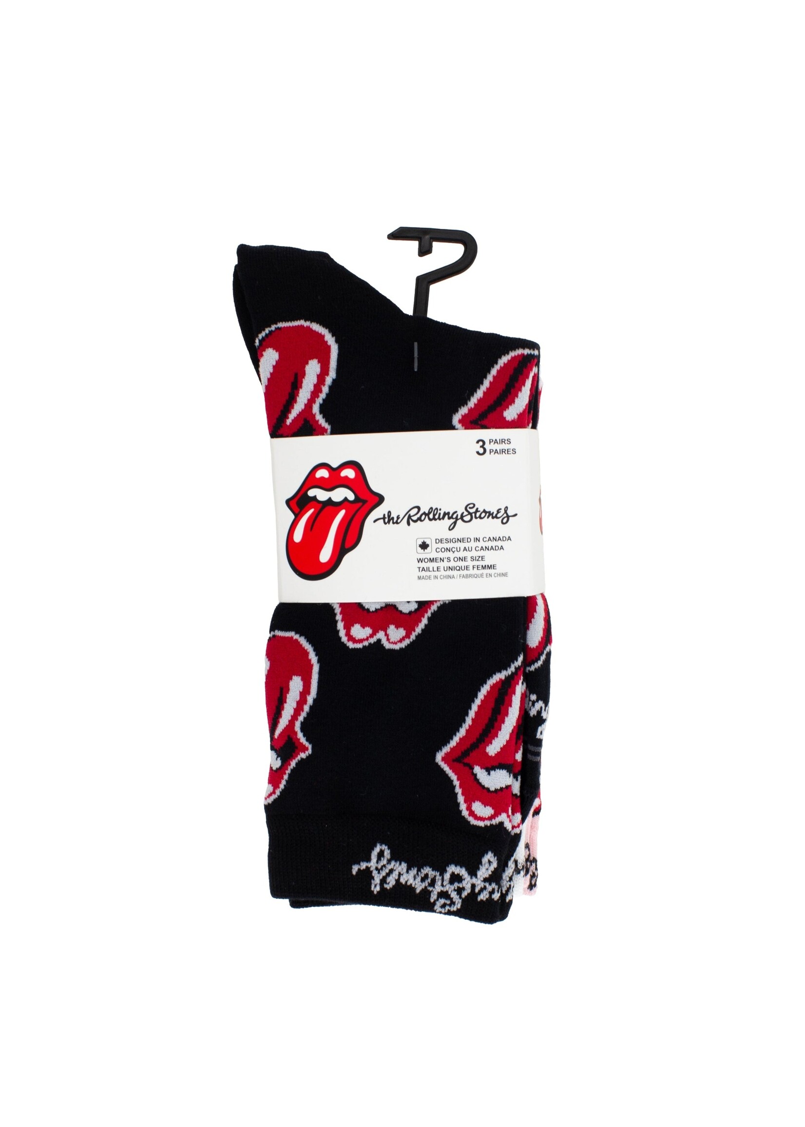 PERRI'S SOCKS THE ROLLING STONES WOMEN'S ASSORTED CREW, 3 PAIR
