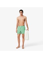 LACOSTE Short de bain court imprimé crocodile-Vert/Blanc