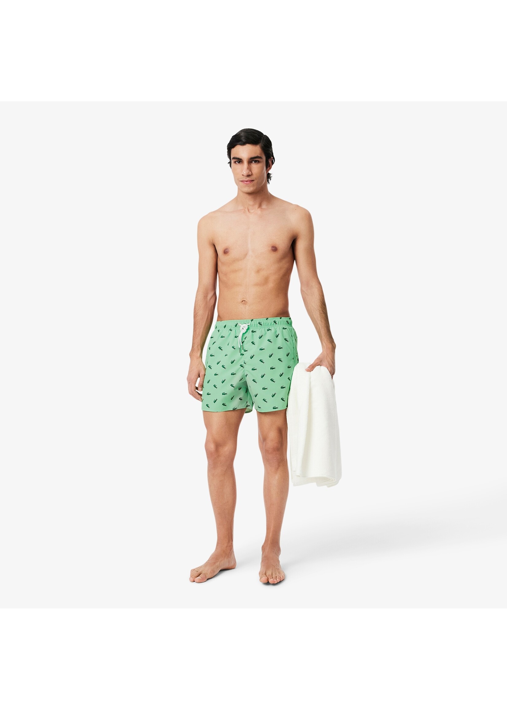 LACOSTE Men's Crocodile Print Swim Trunks