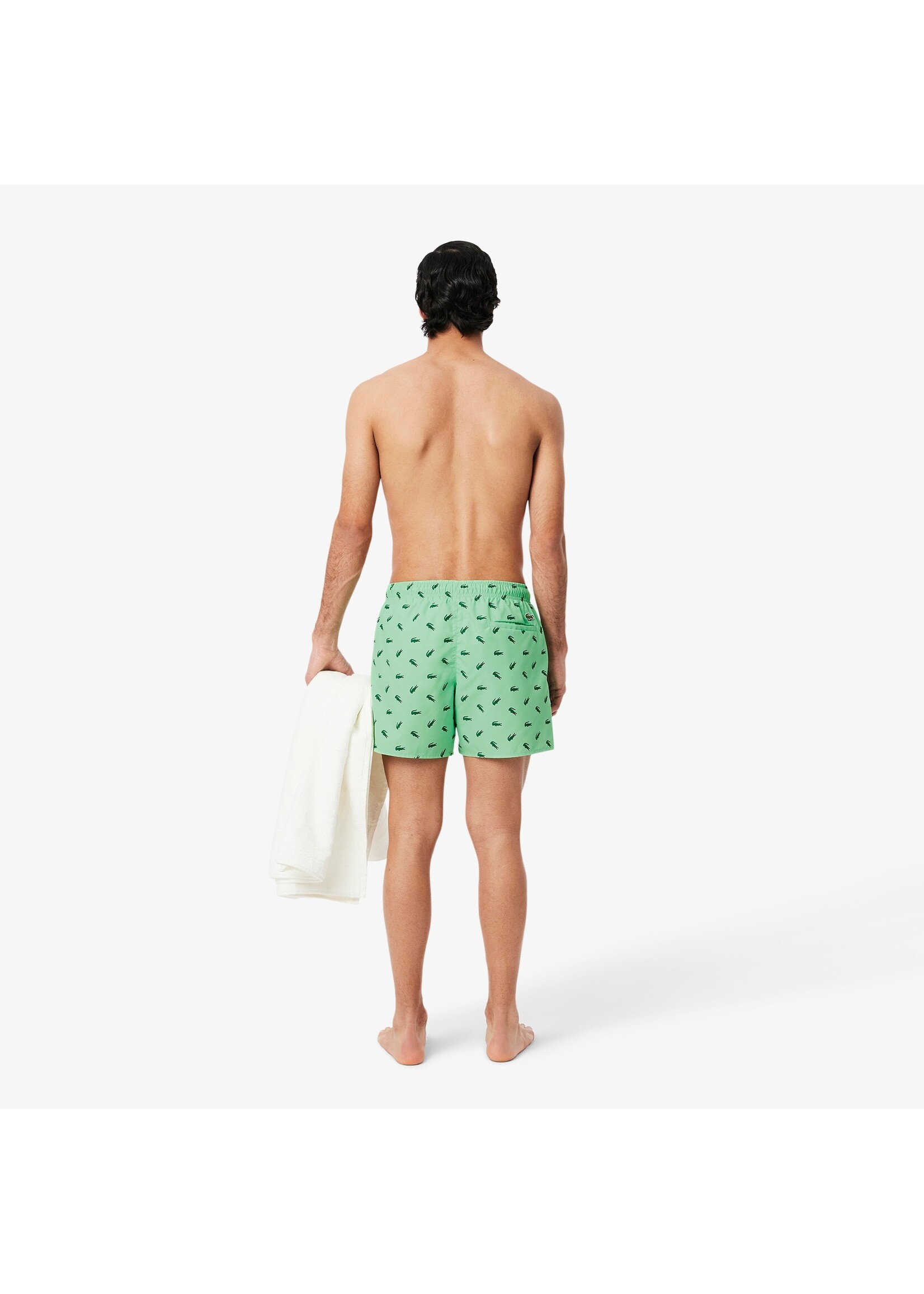 LACOSTE Men's Crocodile Print Swim Trunks