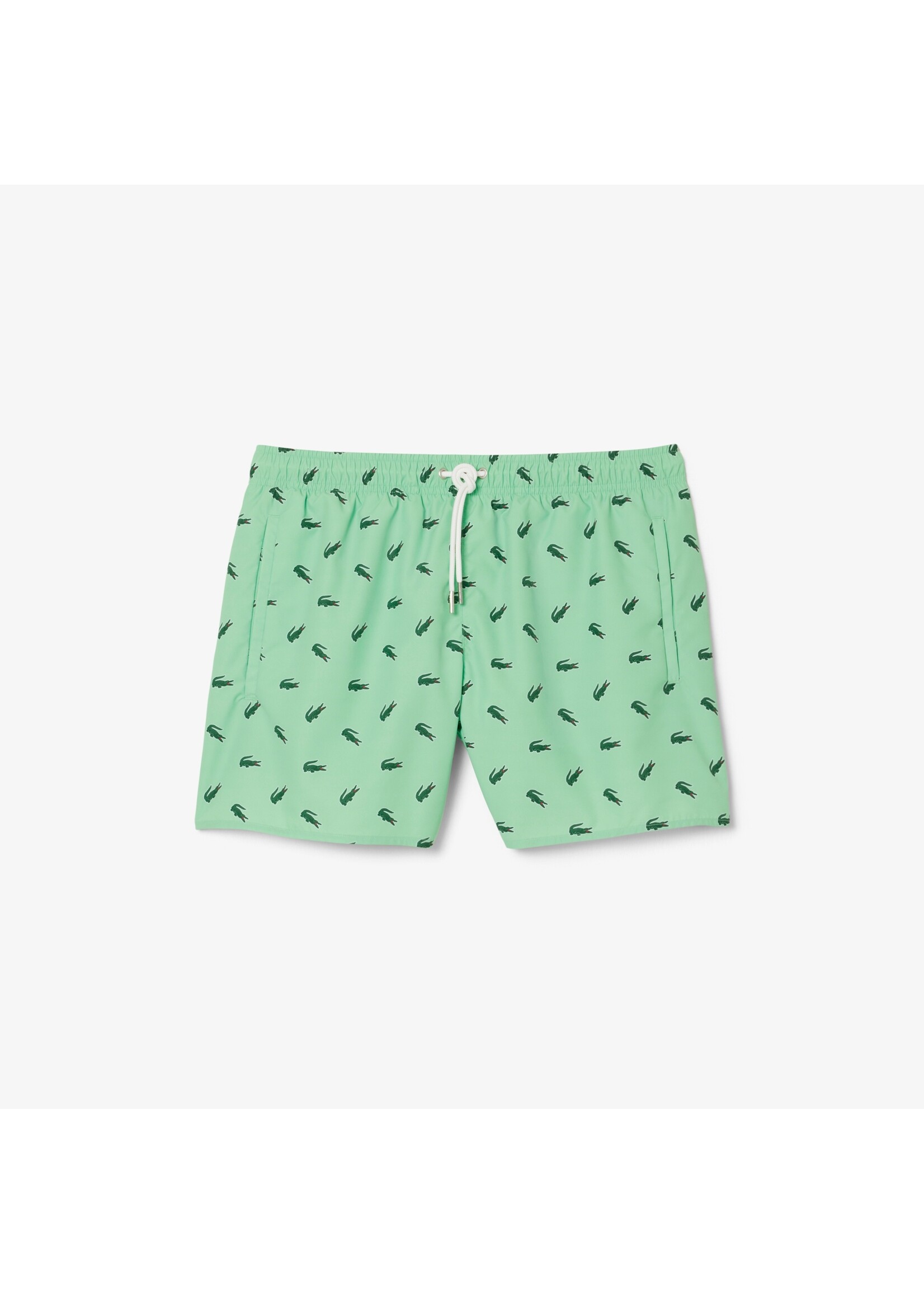 LACOSTE Short de bain court imprimé crocodile-Vert/Blanc