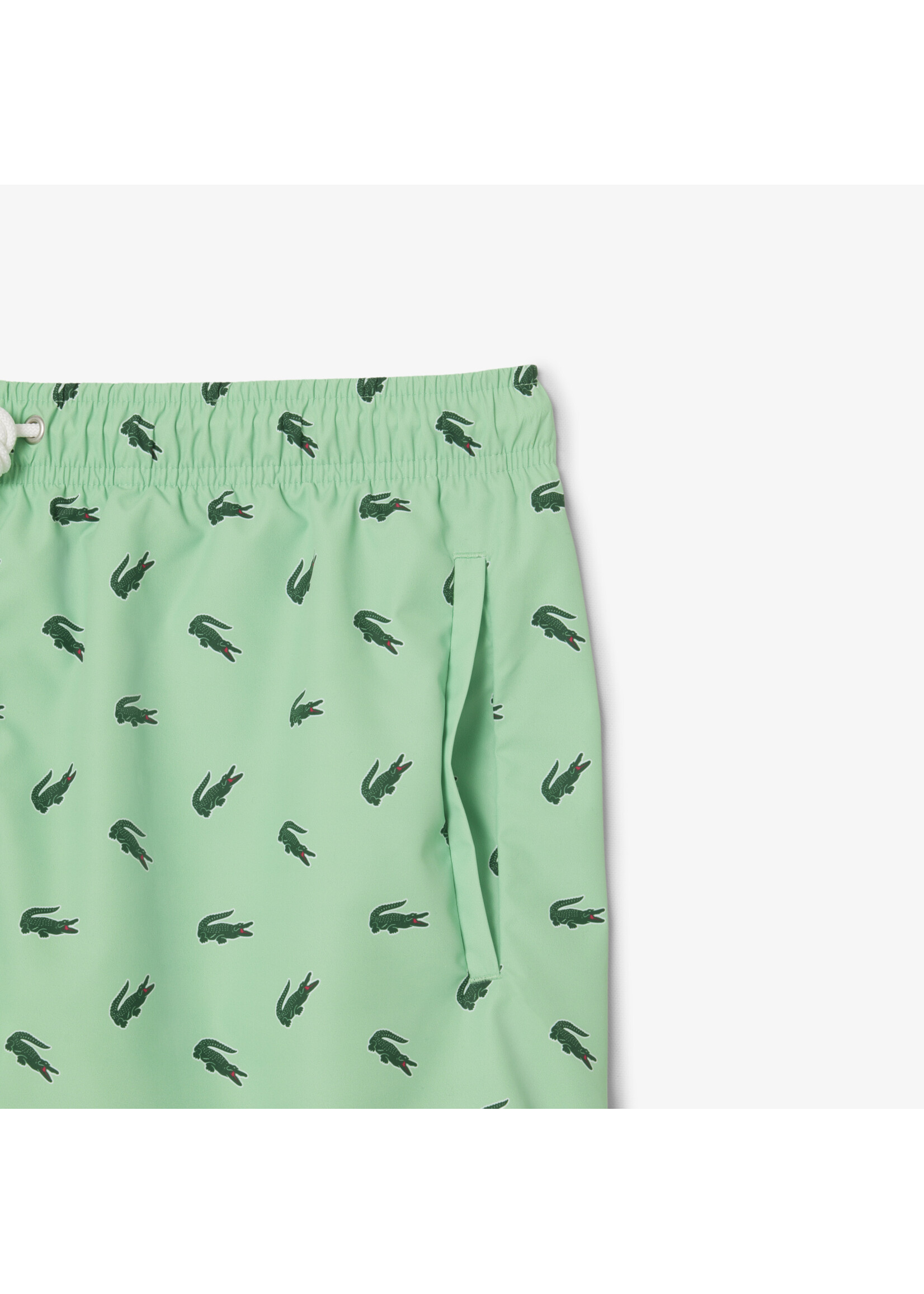 LACOSTE Short de bain court imprimé crocodile-Vert/Blanc