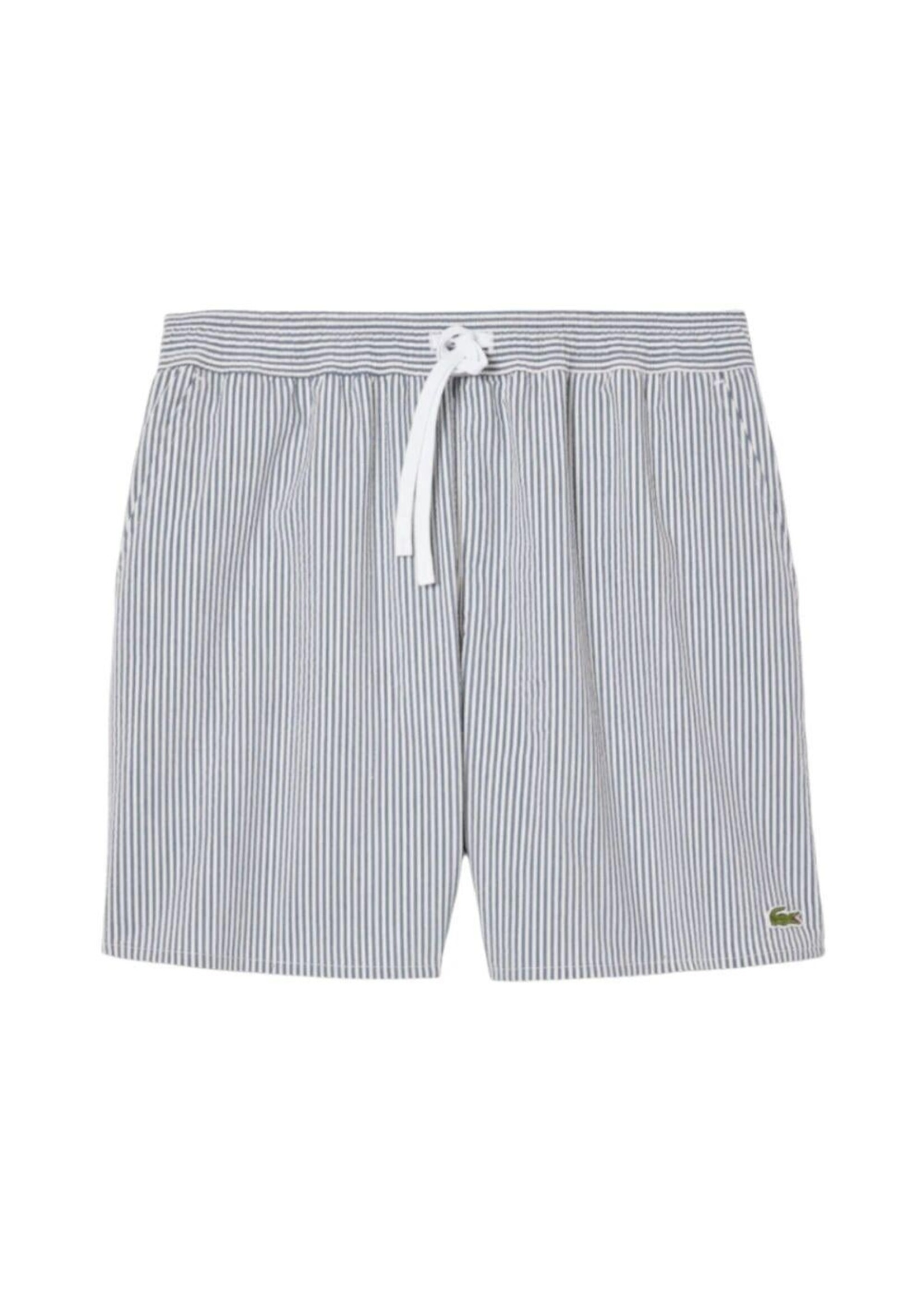 LACOSTE Short de bain mi-long rayé texturé pour homme - 2 couleurs disponibles