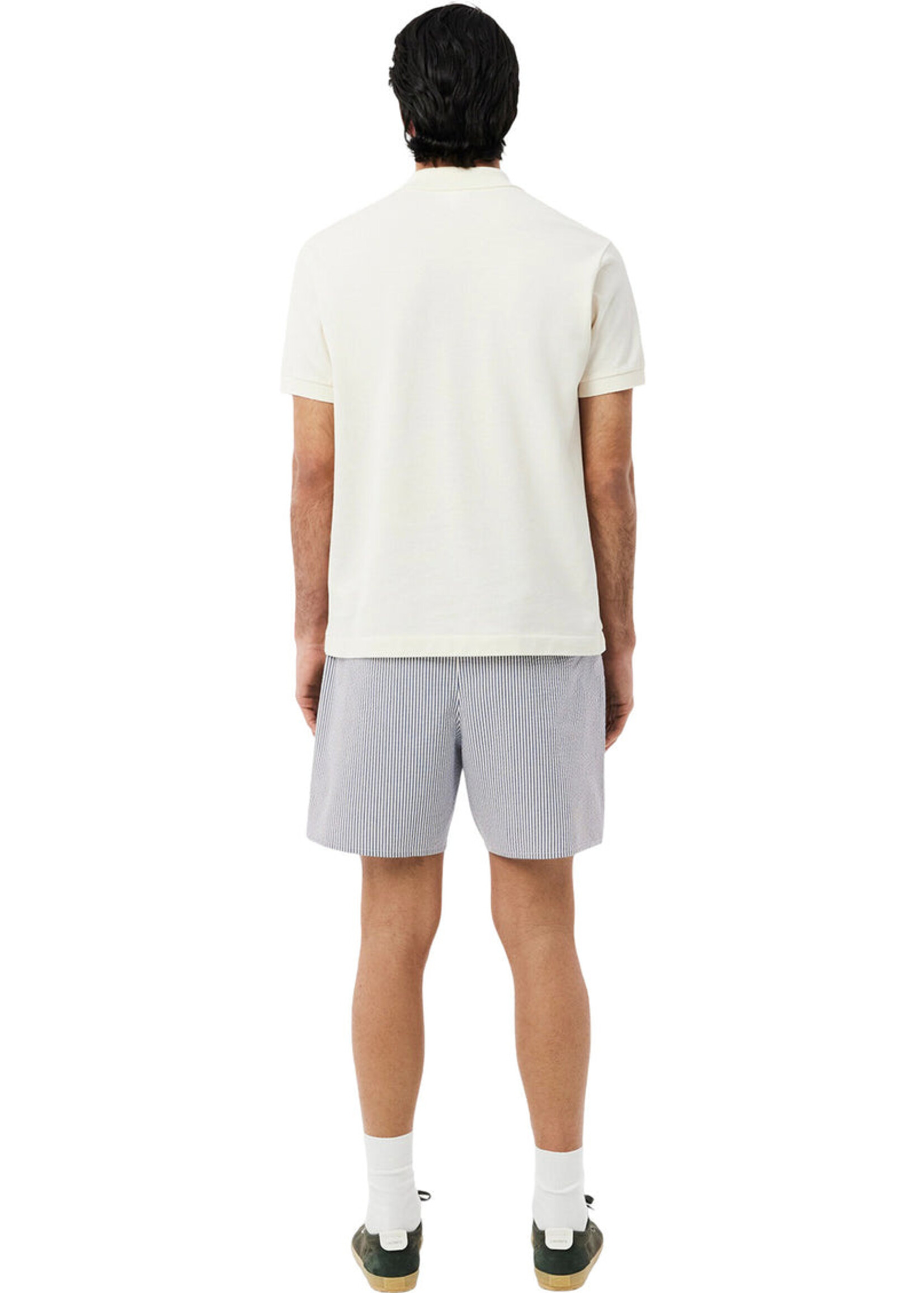 LACOSTE Short de bain mi-long rayé texturé pour homme - 2 couleurs disponibles