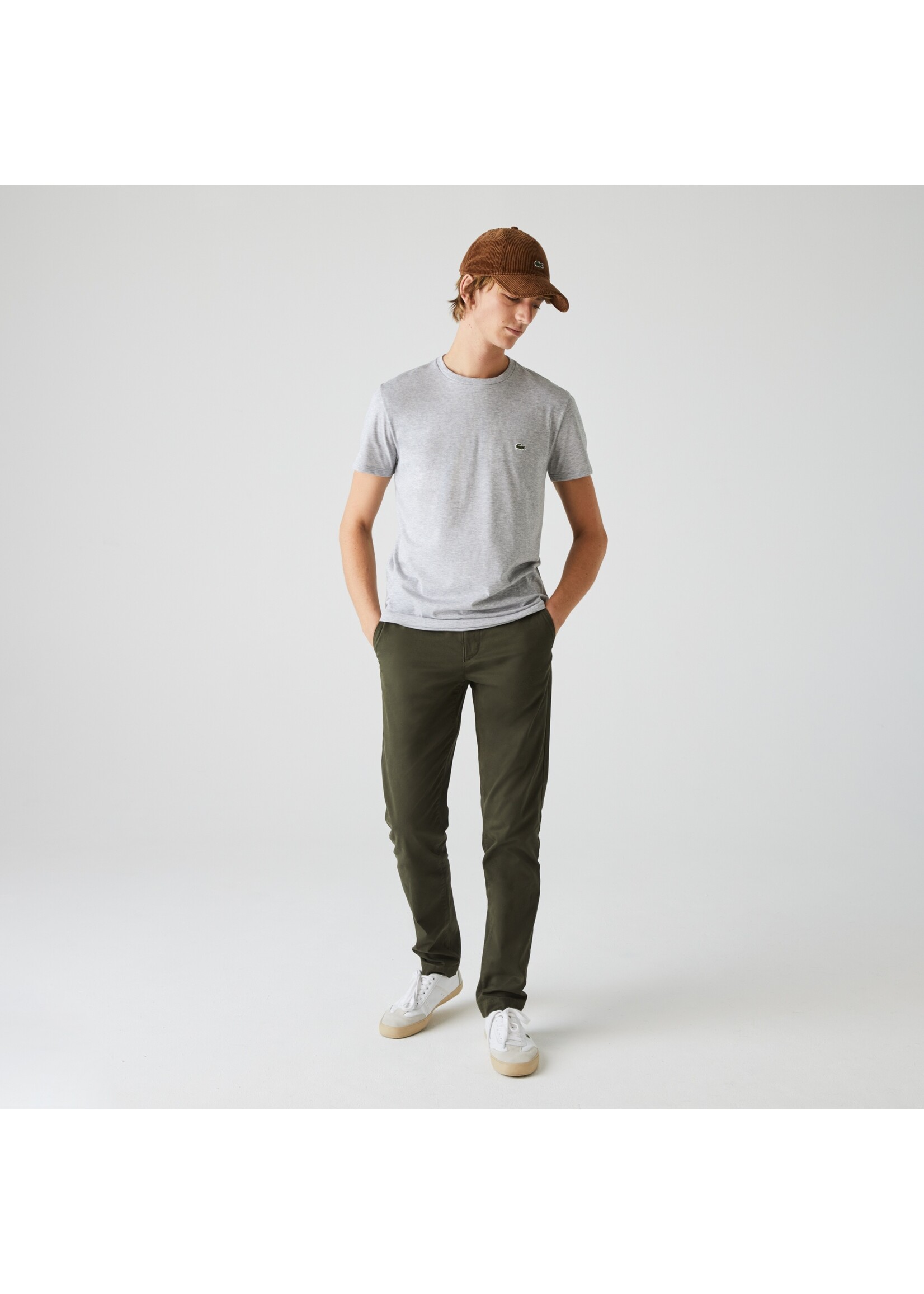 LACOSTE T-shirt coton Pima léger pour homme-Gris Clair Chiné