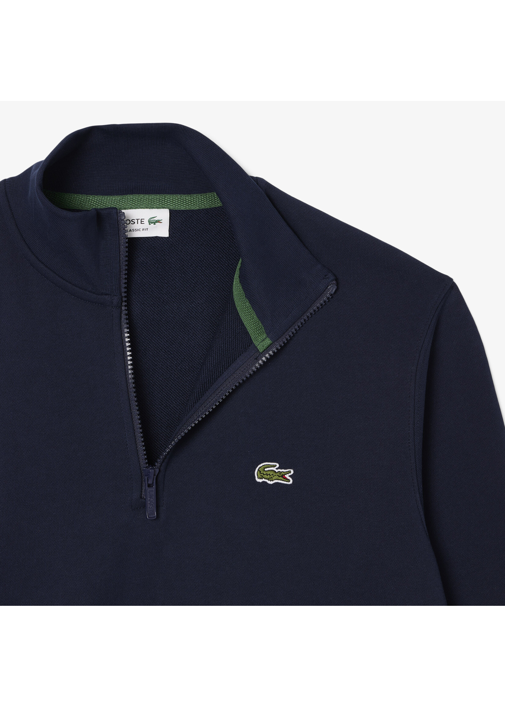 LACOSTE Sweatshirt col montant zippé molleton pour homme - 2 couleurs disponibles
