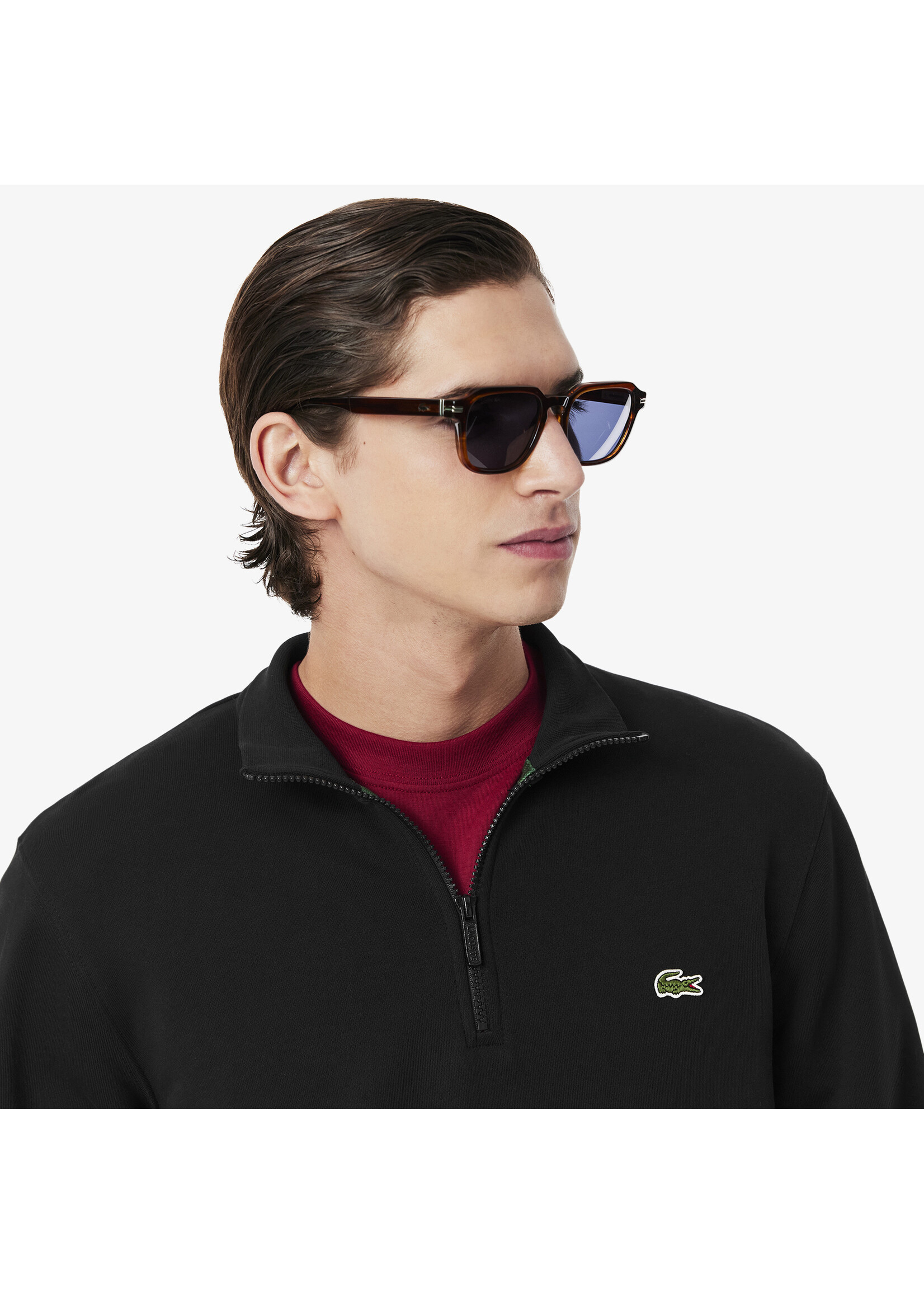 LACOSTE Sweatshirt col montant zippé molleton pour homme - 2 couleurs disponibles