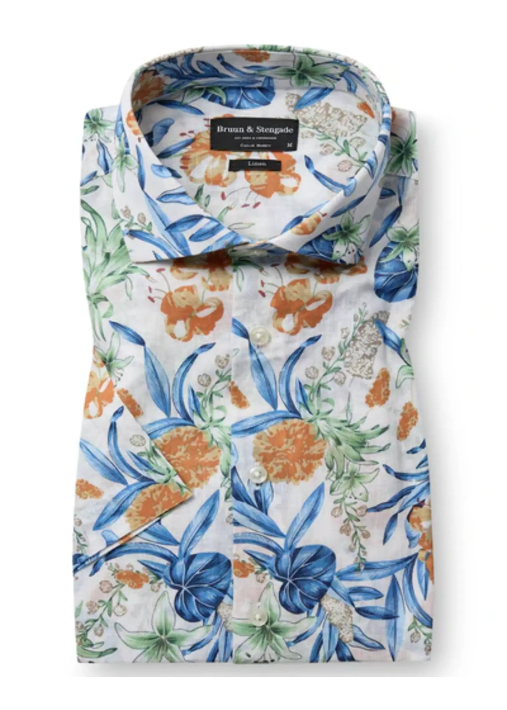 BRUUN & STENGADE Chemise MC Bruun & Stengade WALTON en mélange lin/cotton
