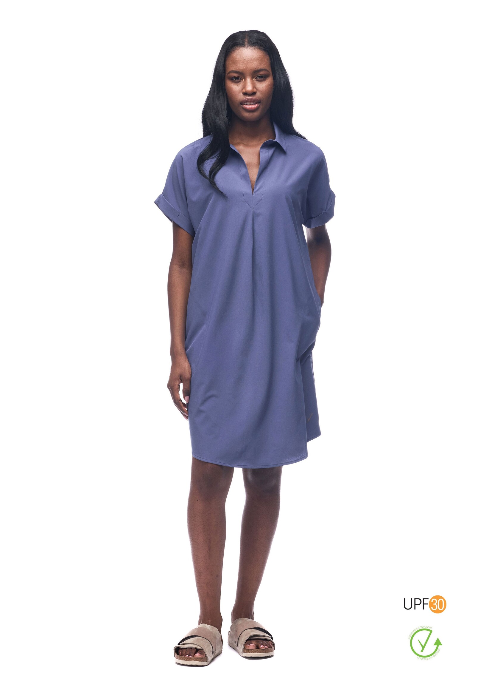 INDYEVA Robe chemise légère tissée extensible  -FRIVOL- 7 couleurs disponibles