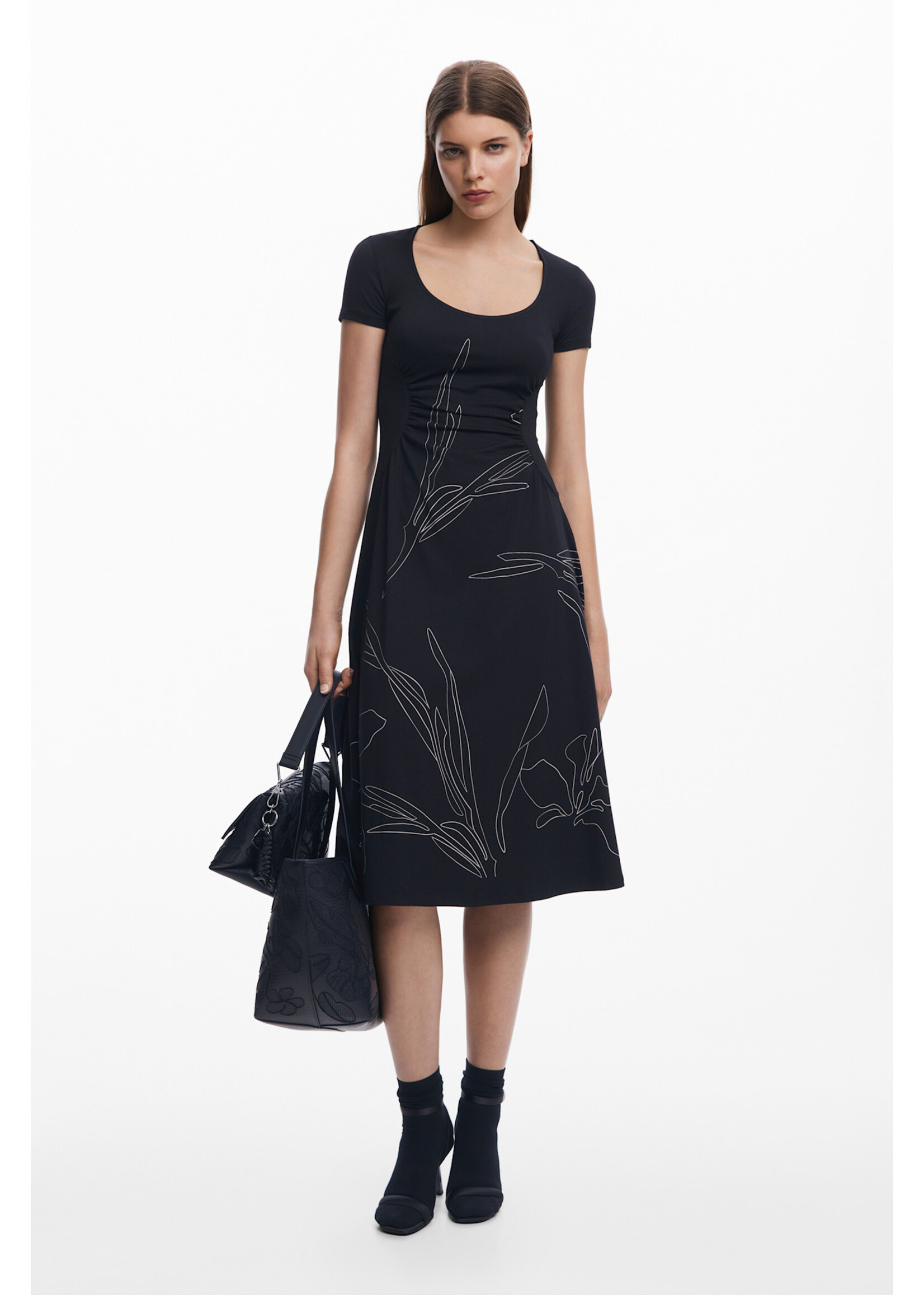 DESIGUAL  Desigual square neckline midi dress - VEST_BUCAREST