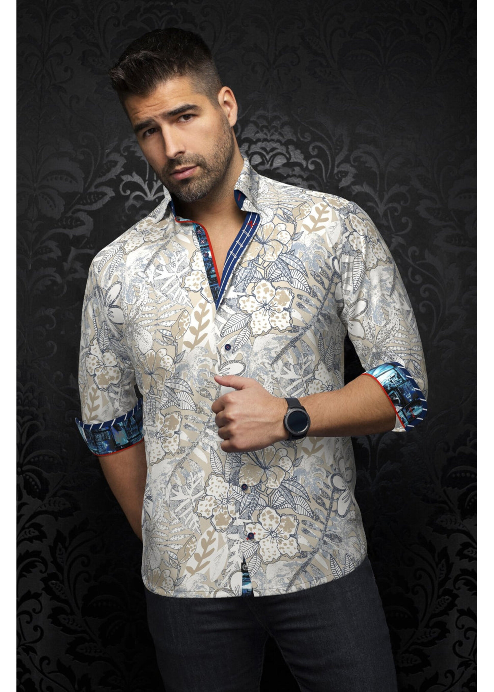 AU NOIR Chemise extensible manches longues ALVARADO - Pierre