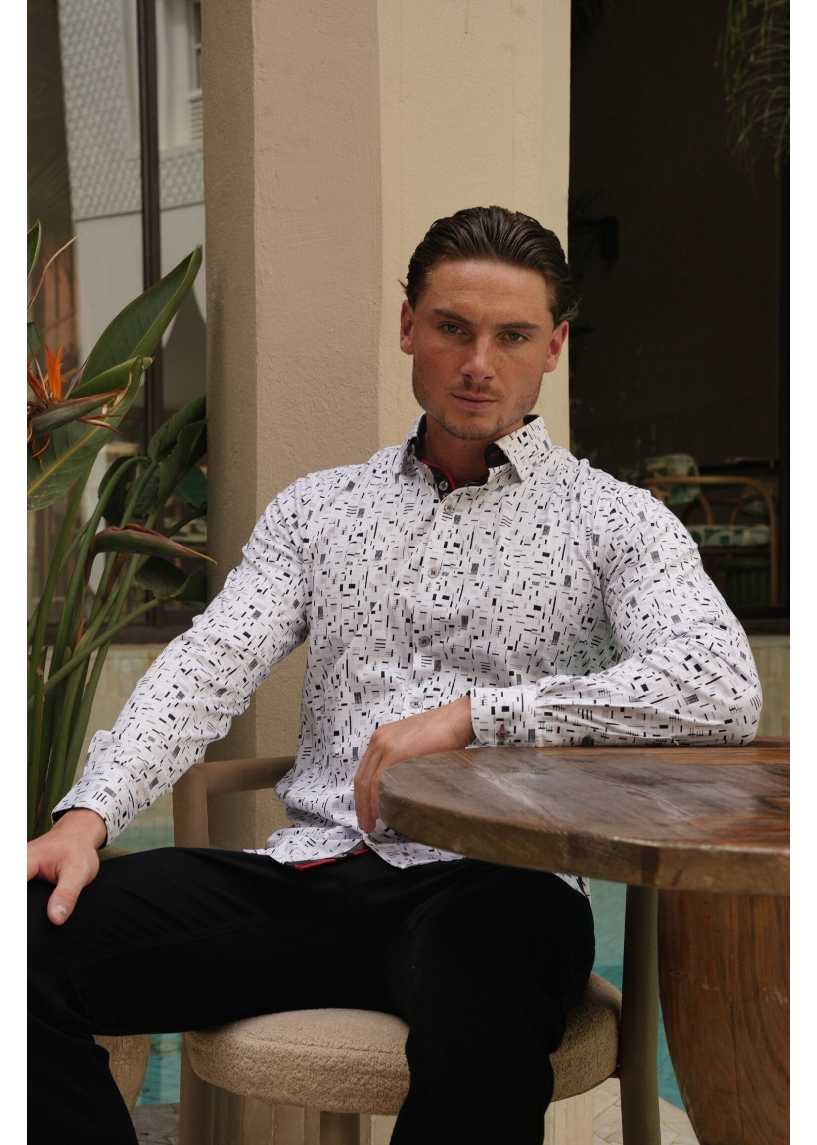 AU NOIR Chemise extensible manches longues STRATTA - Blanc