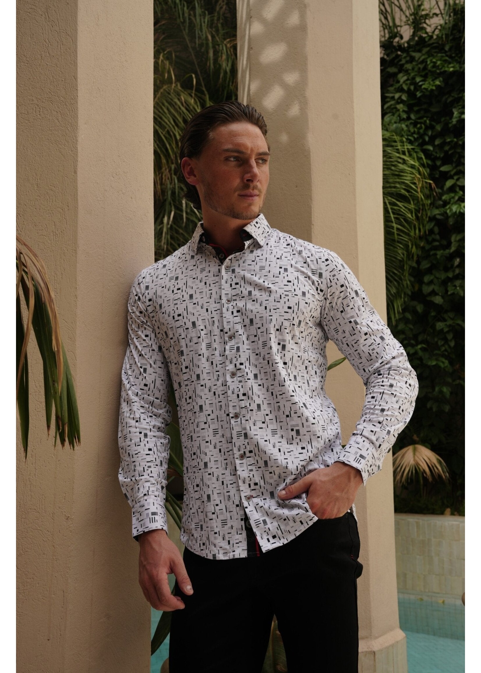 AU NOIR Chemise extensible manches longues STRATTA - Blanc