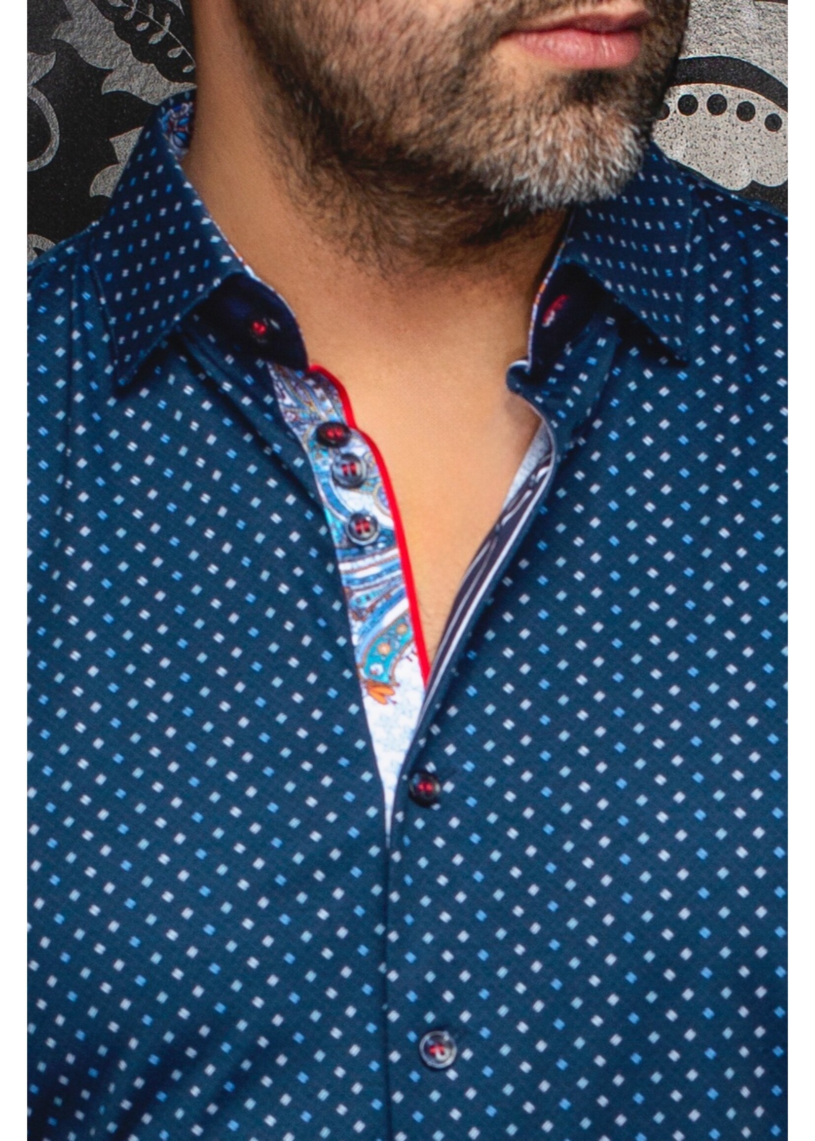 AU NOIR Chemise extensible manches longues OPTIMUS - Bleu foncé