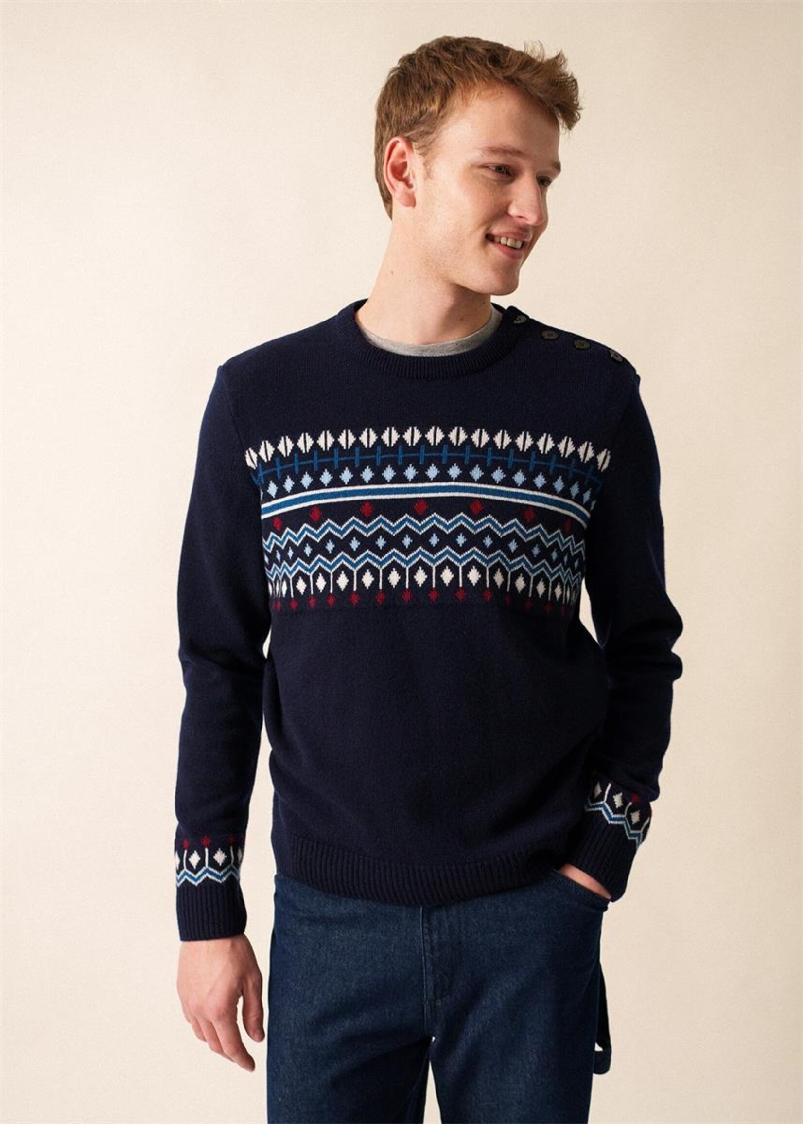 SAINT-JAMES Wool sweater winter patterns made in France - BRIANCON