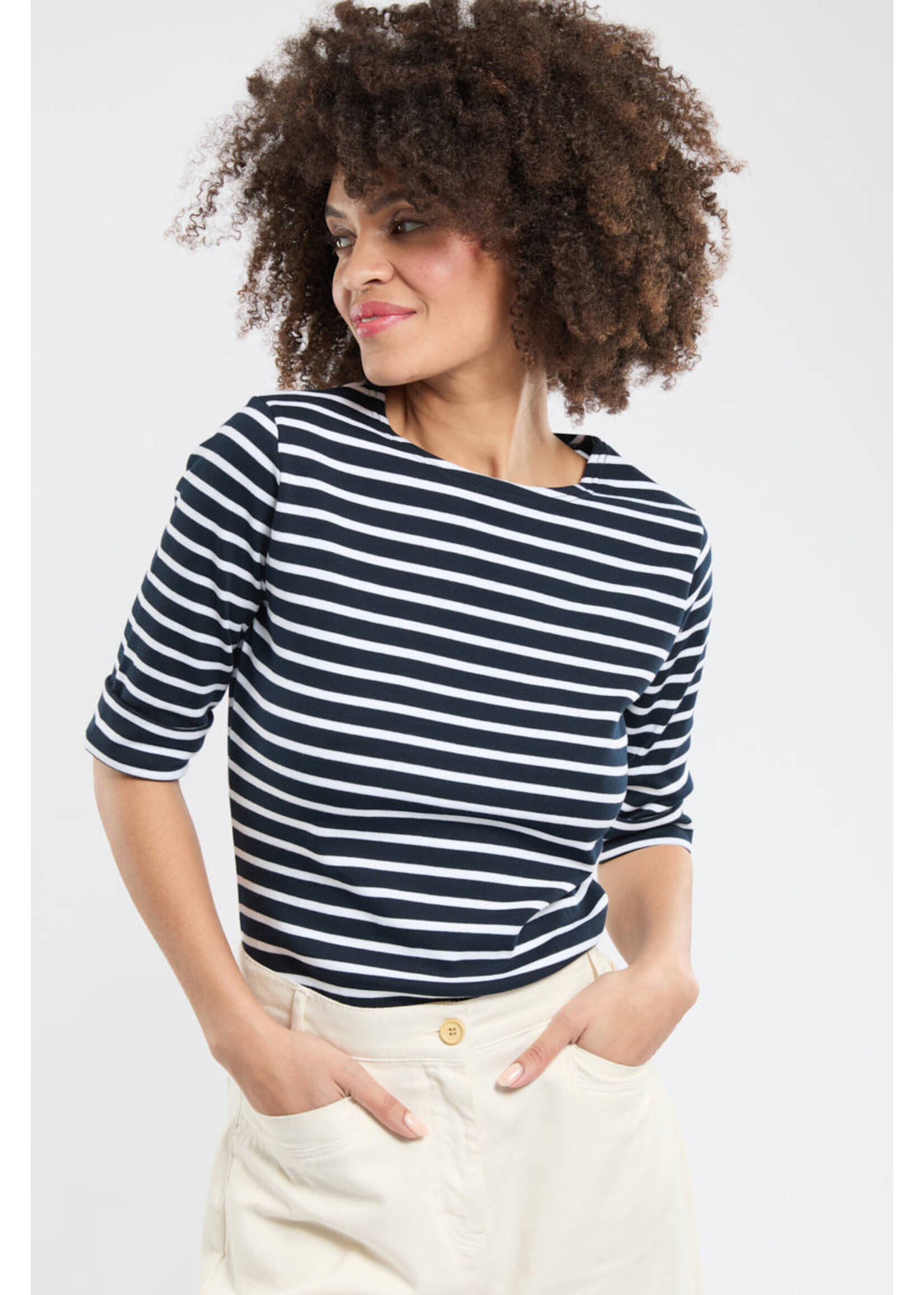 ARMOR-LUX Marinière manches 3/4 en coton interlock pour femme-CANCALE