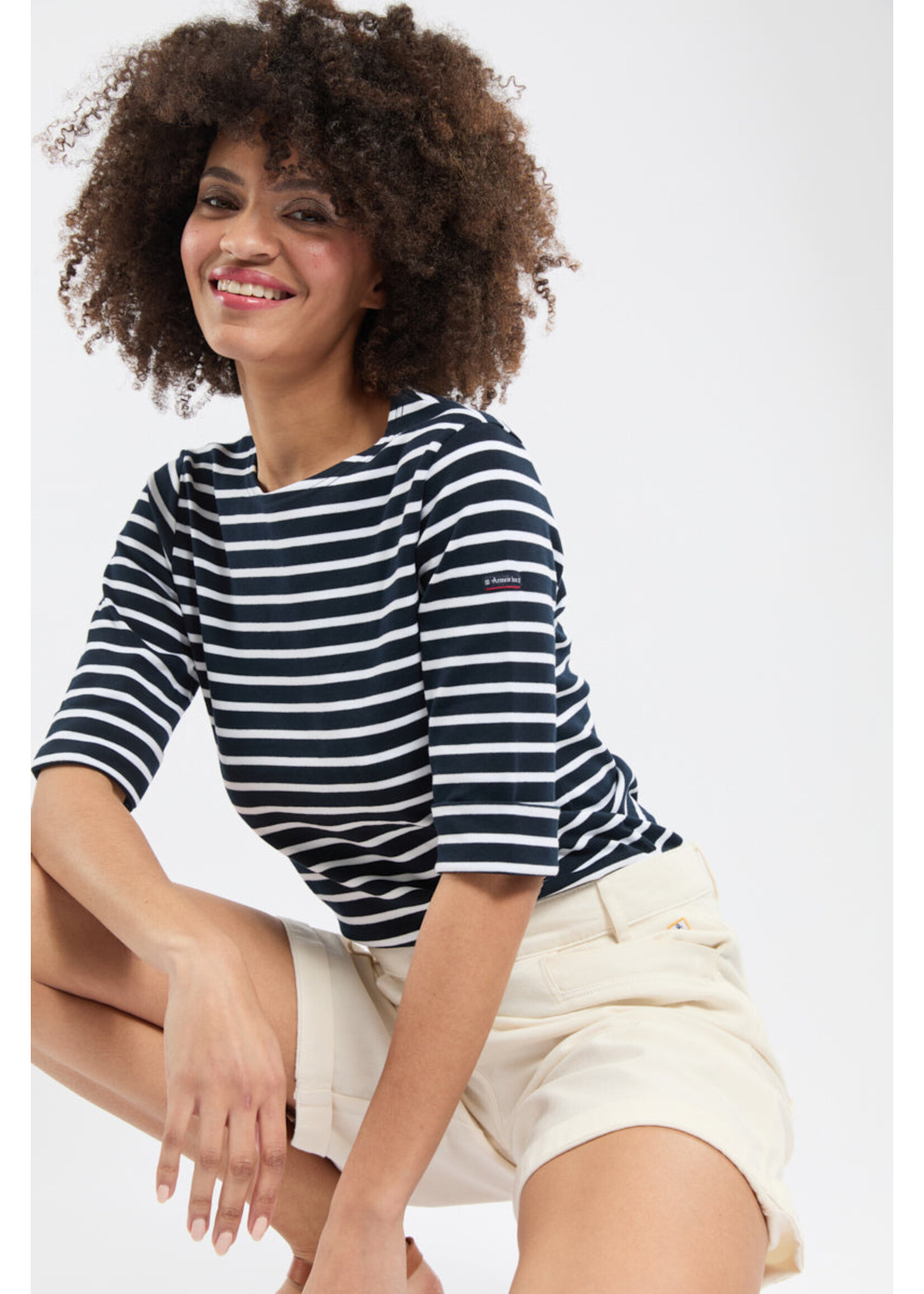 ARMOR-LUX Marinière manches 3/4 en coton interlock pour femme-CANCALE