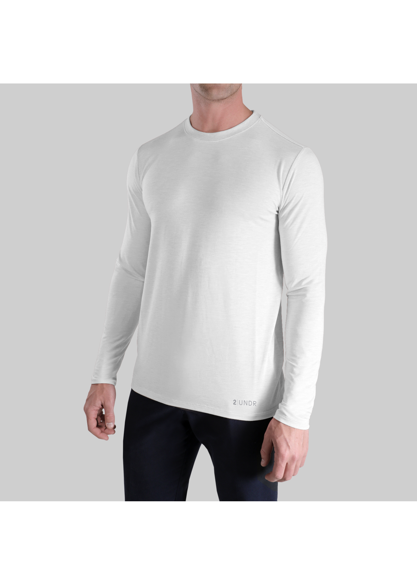 2|UNDR Luxury Long Sleeve Crew Tee- White