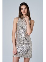 ASTRID Robe courte à paillettes sans manches