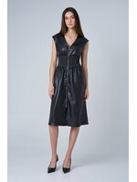 ASTRID Midi vegan leather dress with full zipper made in Italy