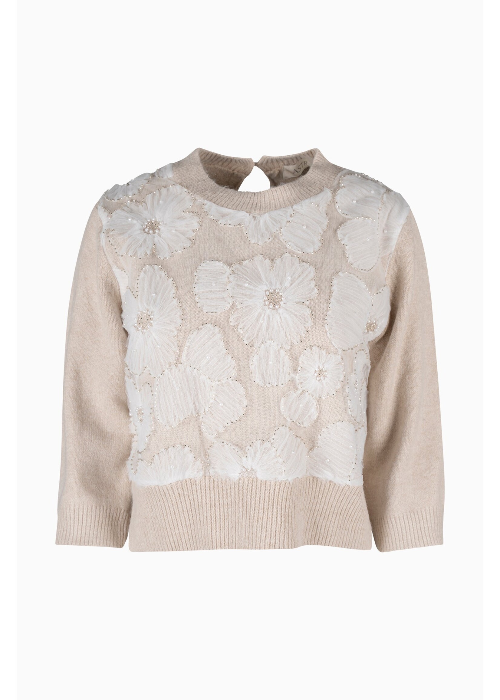 ASTRID Tricot avec broderies et paillettes orné de fleurs