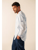 SAINT-JAMES St-James striped long-sleeved shirt in cotton/linen poplin - LIAM LS