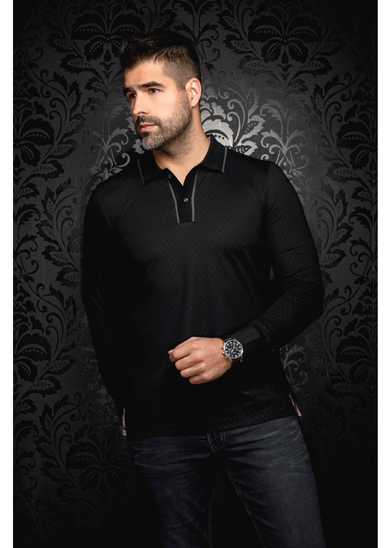 AU NOIR Chandail polo imprimé pour homme KANT-2 couleurs disponibles