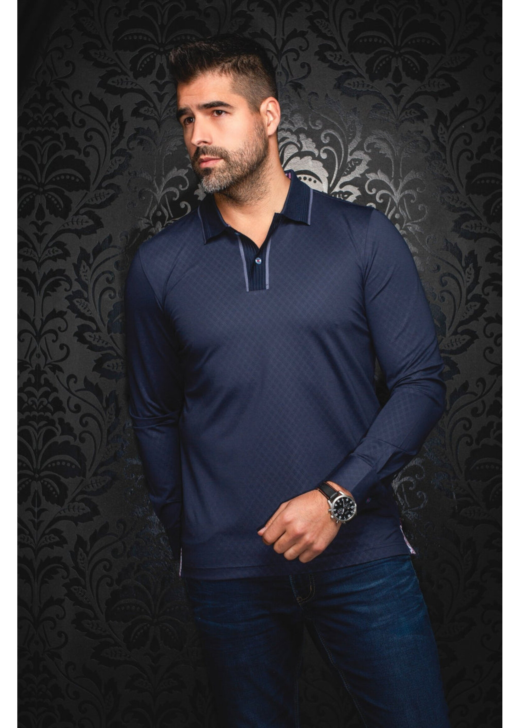 AU NOIR Chandail polo imprimé pour homme KANT-2 couleurs disponibles