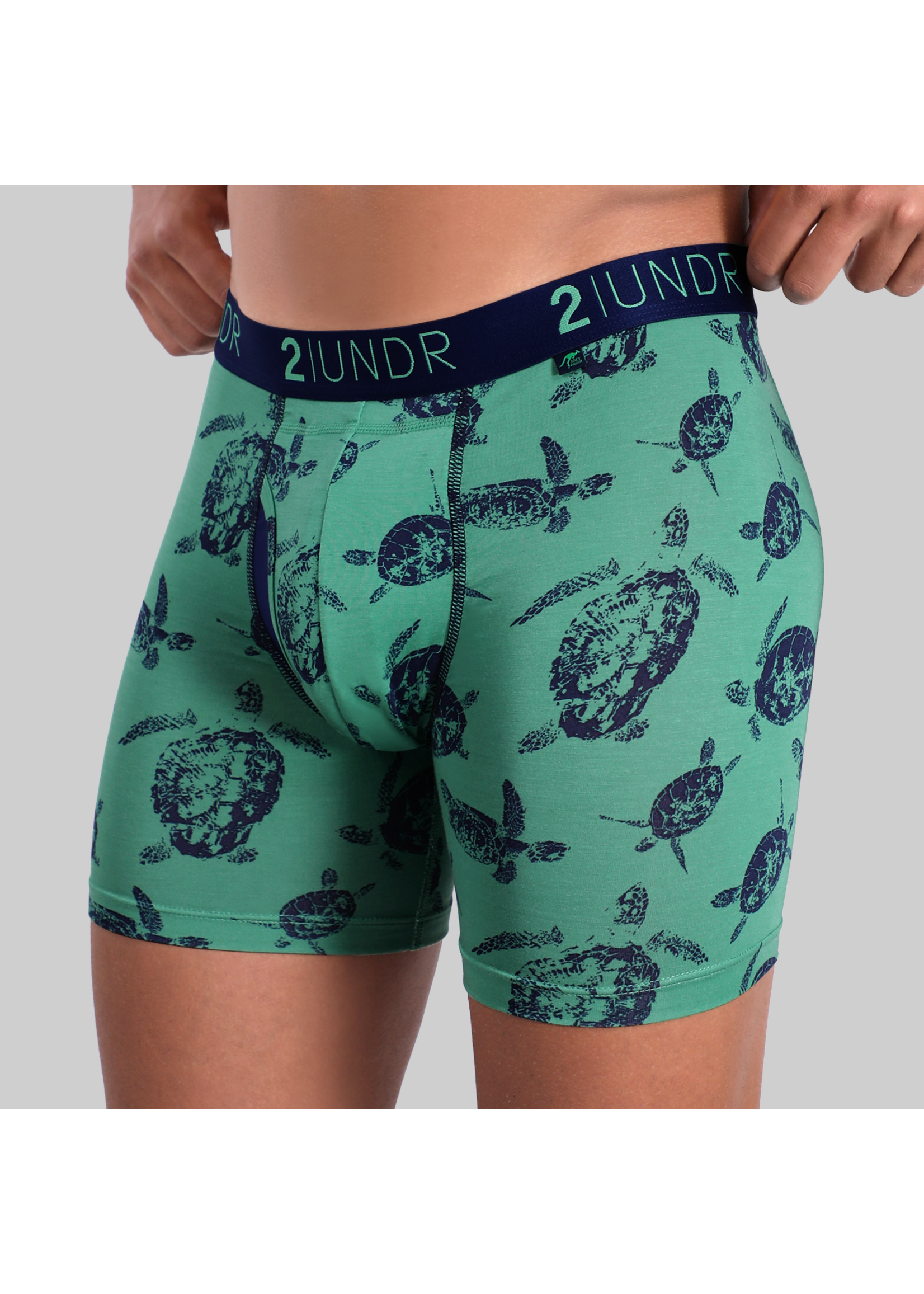 2|UNDR Boxer 6'' Swing Shift en mélange de modal imprimé tortues-Homme